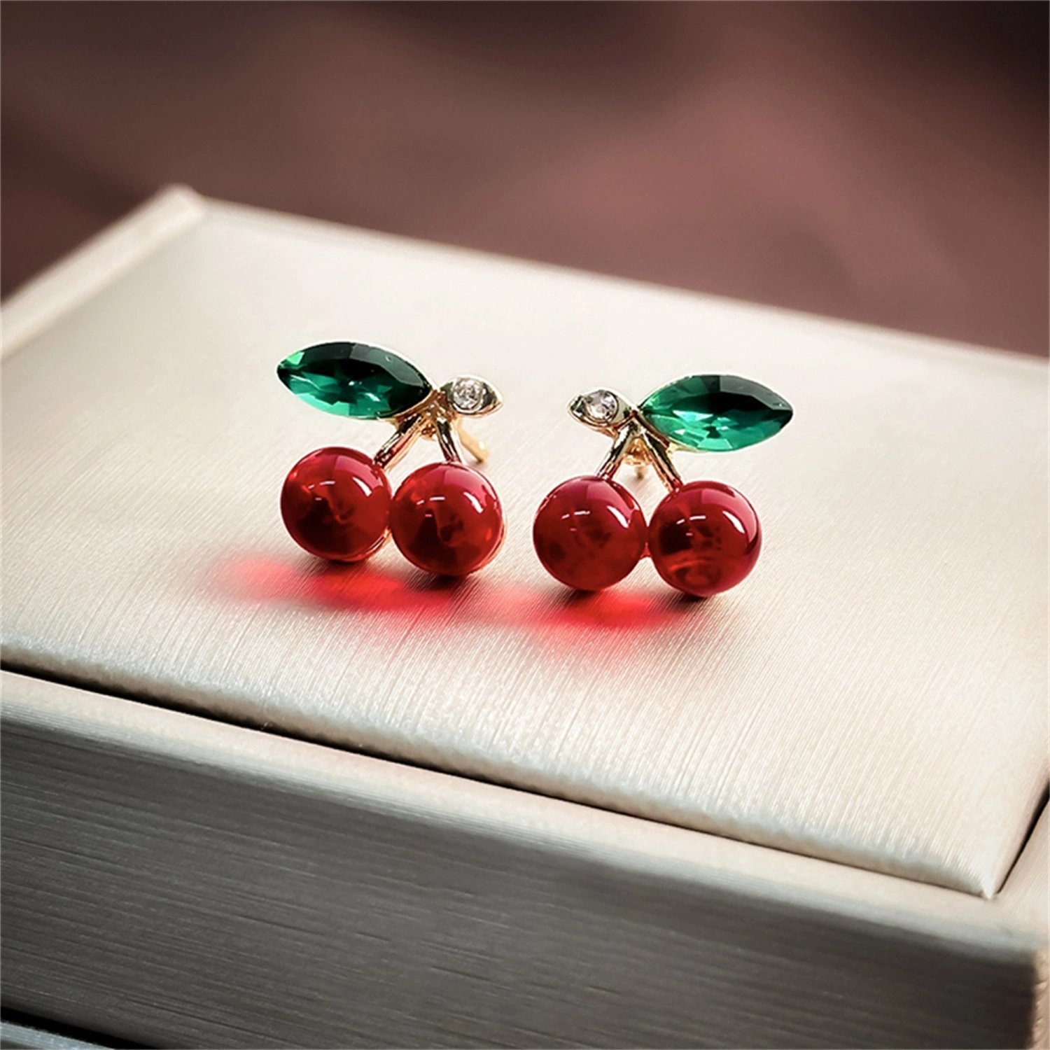 Sweet Red Cherry Earrings for Women Ear Studs Sweet Jewelry Present
