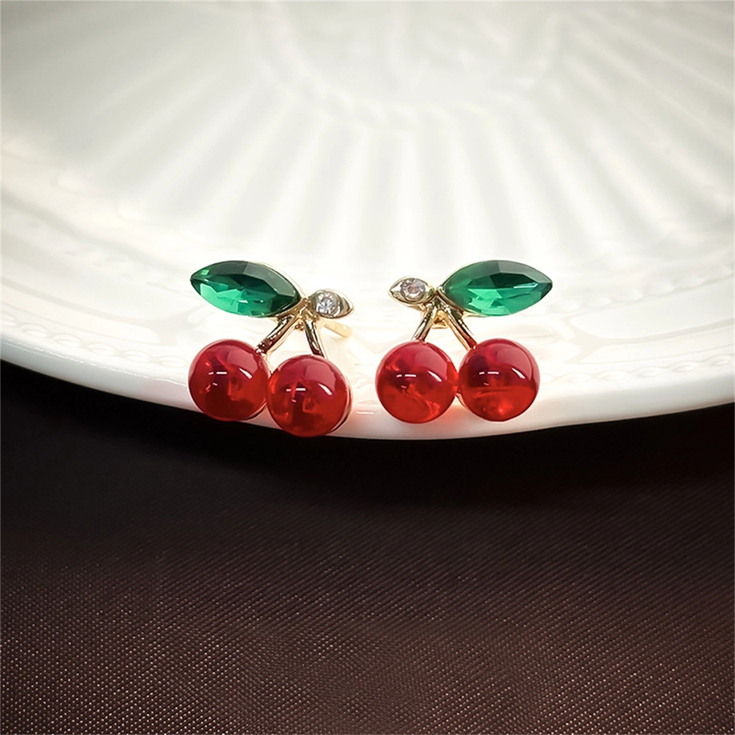 Sweet Red Cherry Earrings for Women Ear Studs Sweet Jewelry Present