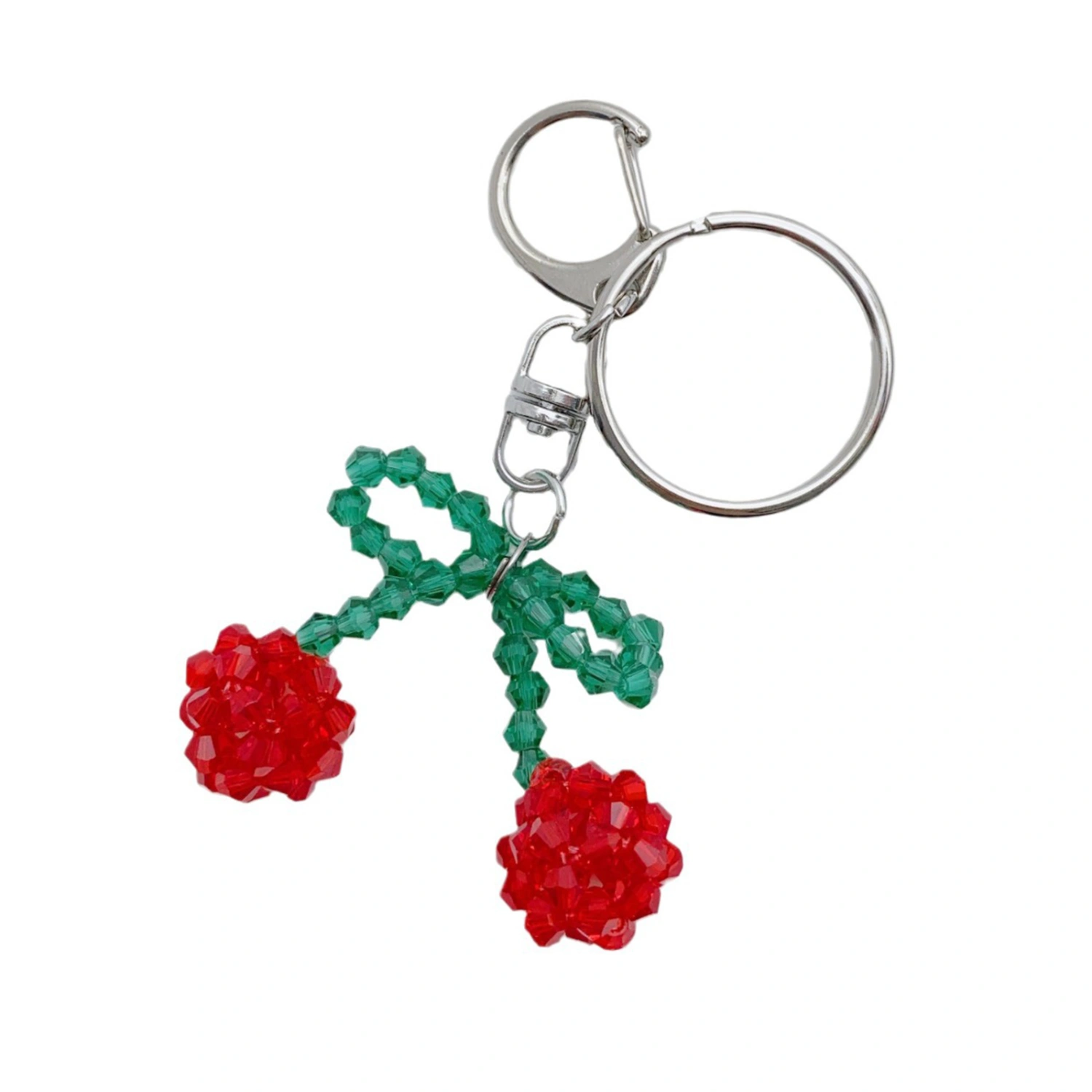 Cute Crystal Cherry Beaded Keychain Sweet Cherry Shaped Keyring