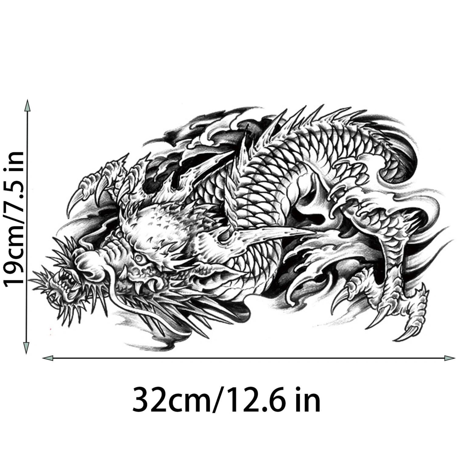 【GL】 Temporary Tattoos Long Lasting Waterproof Dragon Tattoo Stickers