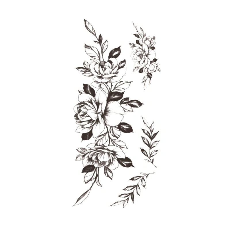 【GL】Black Temporary Tattoos Realistic Flower Temporary Tattoo Stickers