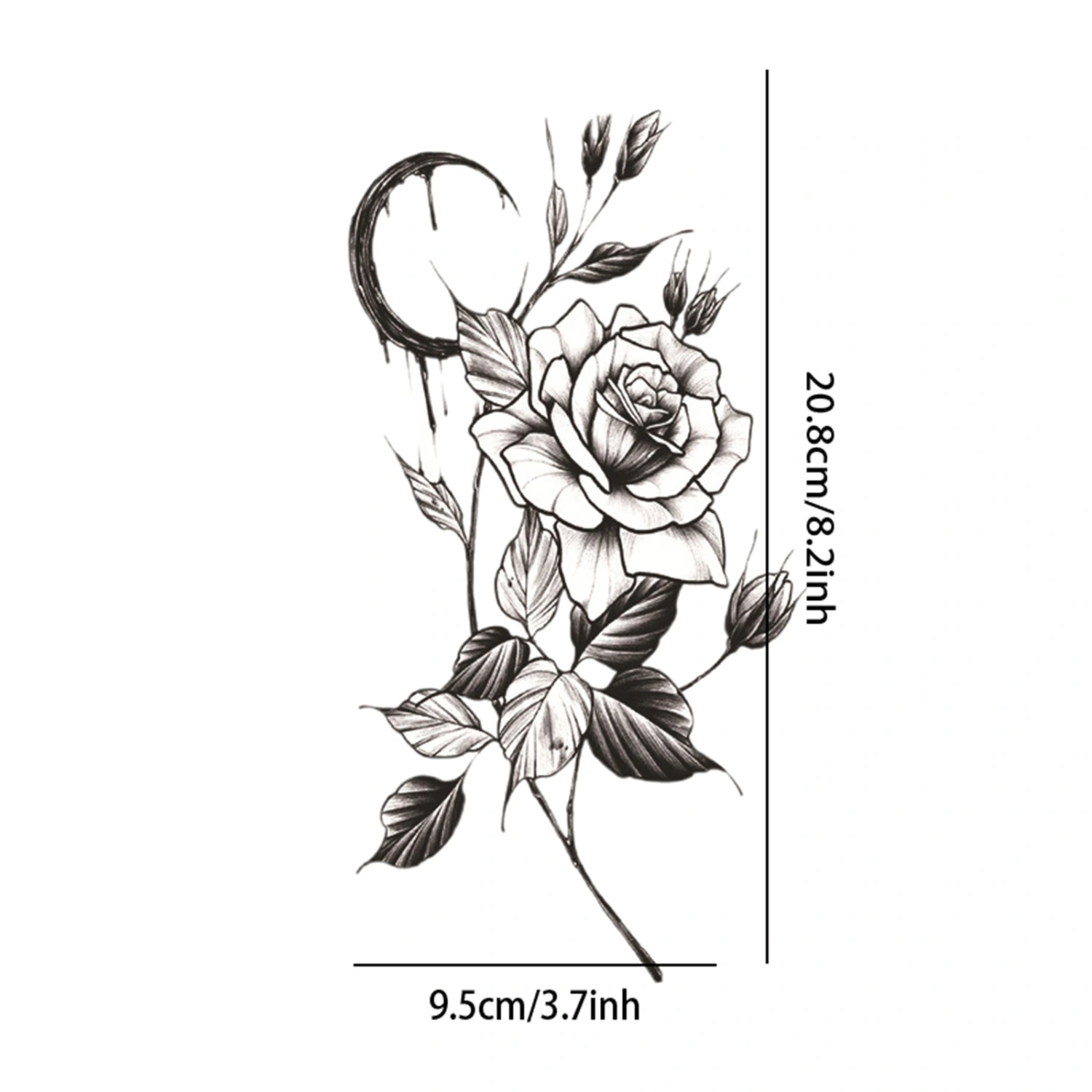 【GL】Black Temporary Tattoos Realistic Flower Temporary Tattoo Stickers
