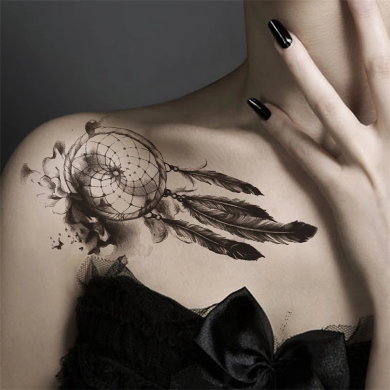 【GL】Black Temporary Tattoos Dreamcatcher Flower Tattoo Stickers