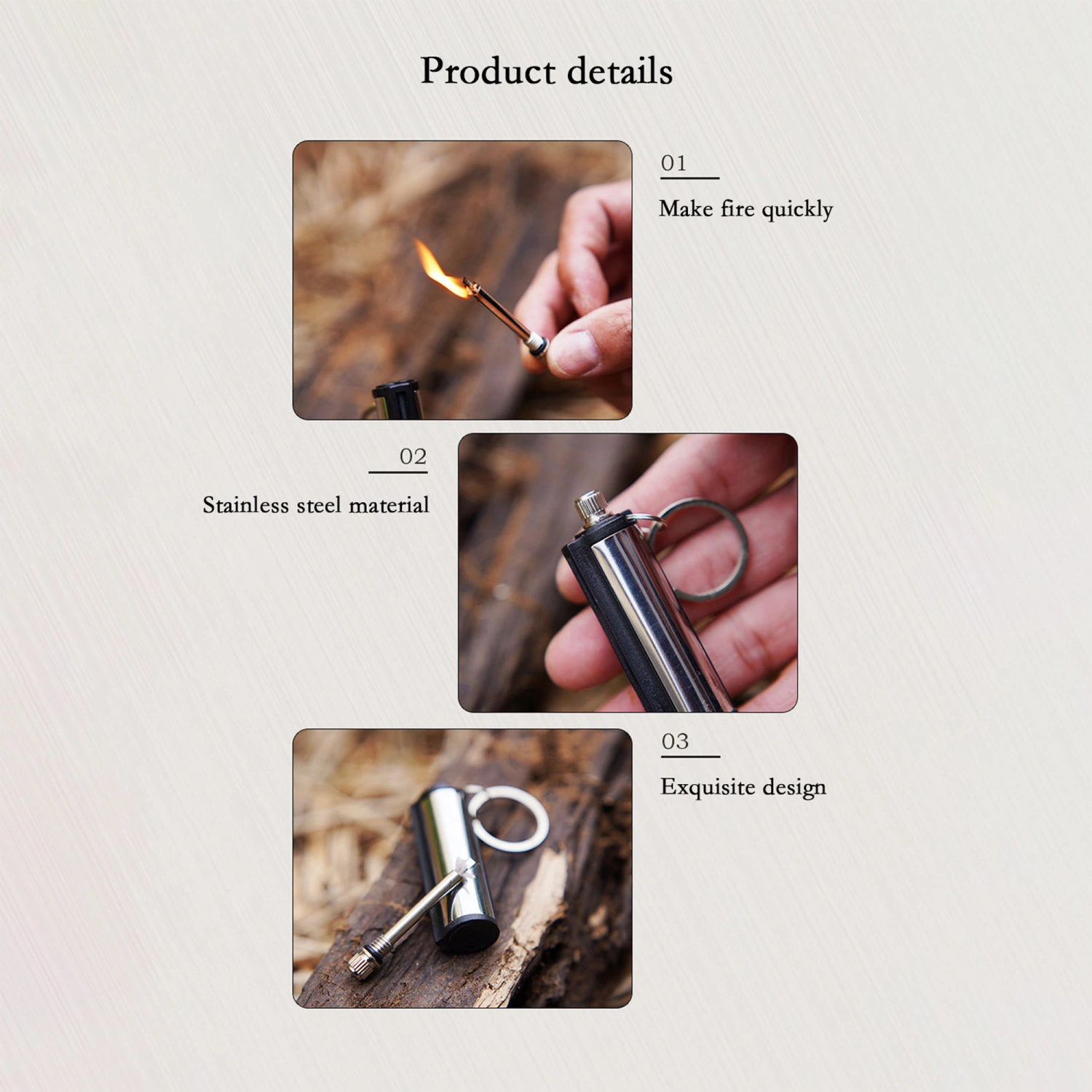 Permanent Match, Stainless Steel Lighter Fire Starter Survival Tool