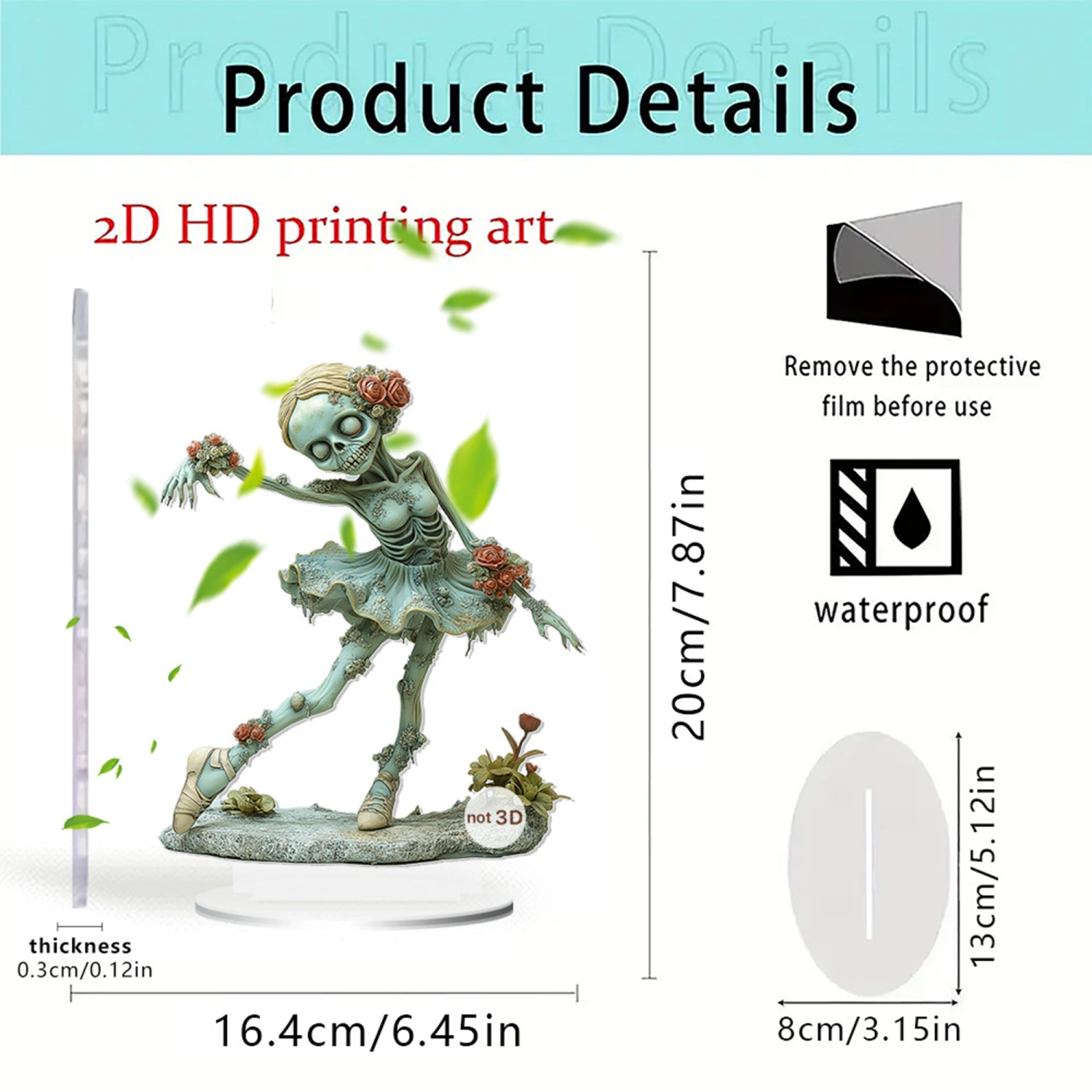 Skeleton Table Decoration Dancing Skeleton Girl Acrylic Flat Ornaments