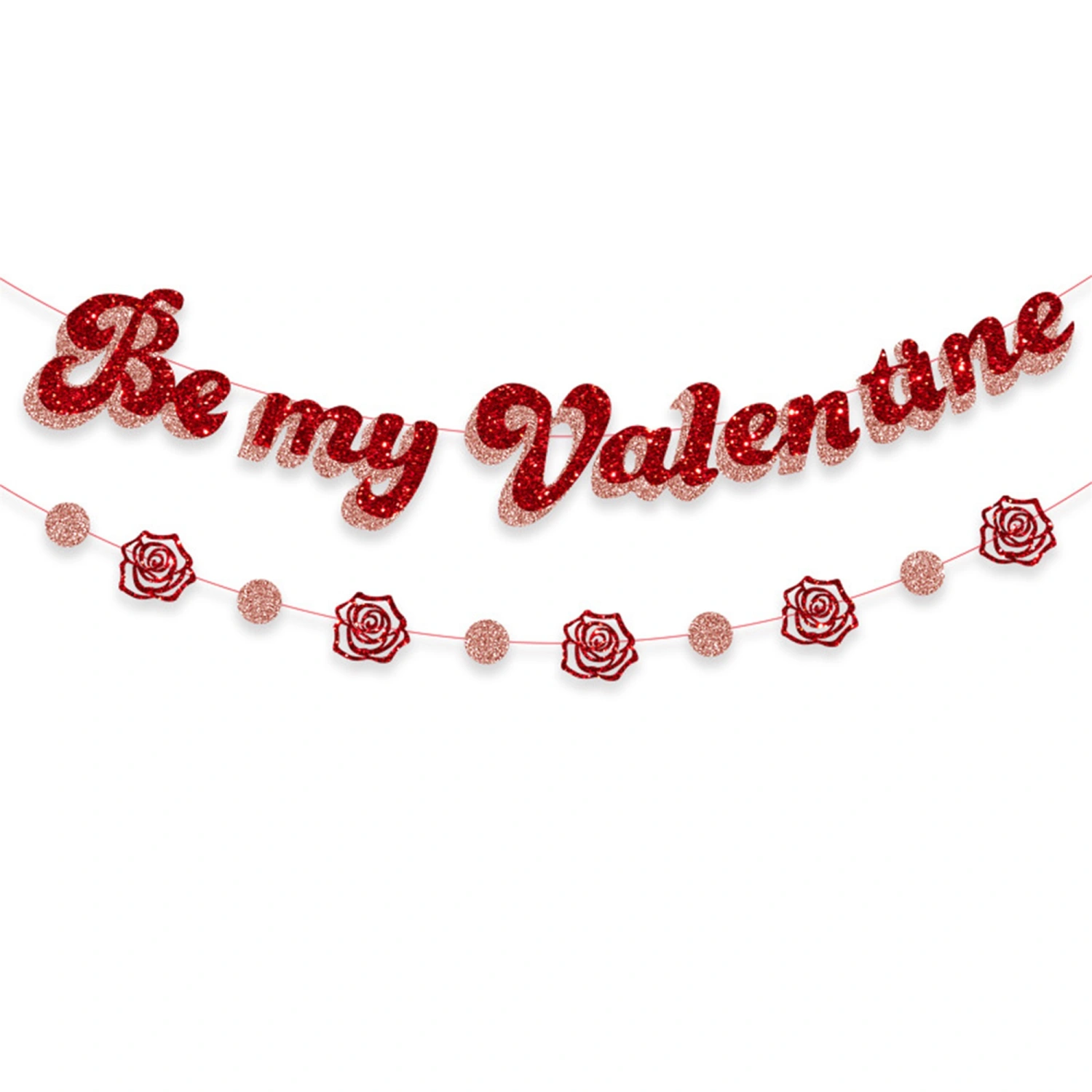Valentine's Day Banner Heart Letter Glitter Funny Hanging Decoration