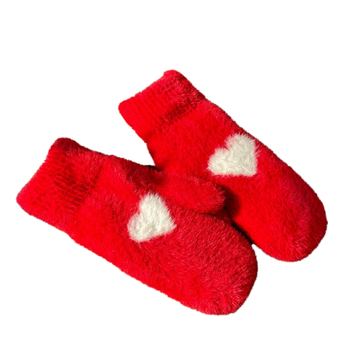 Women Knitted Touchscreen Gloves Heart Print Gloves with Finger Holes