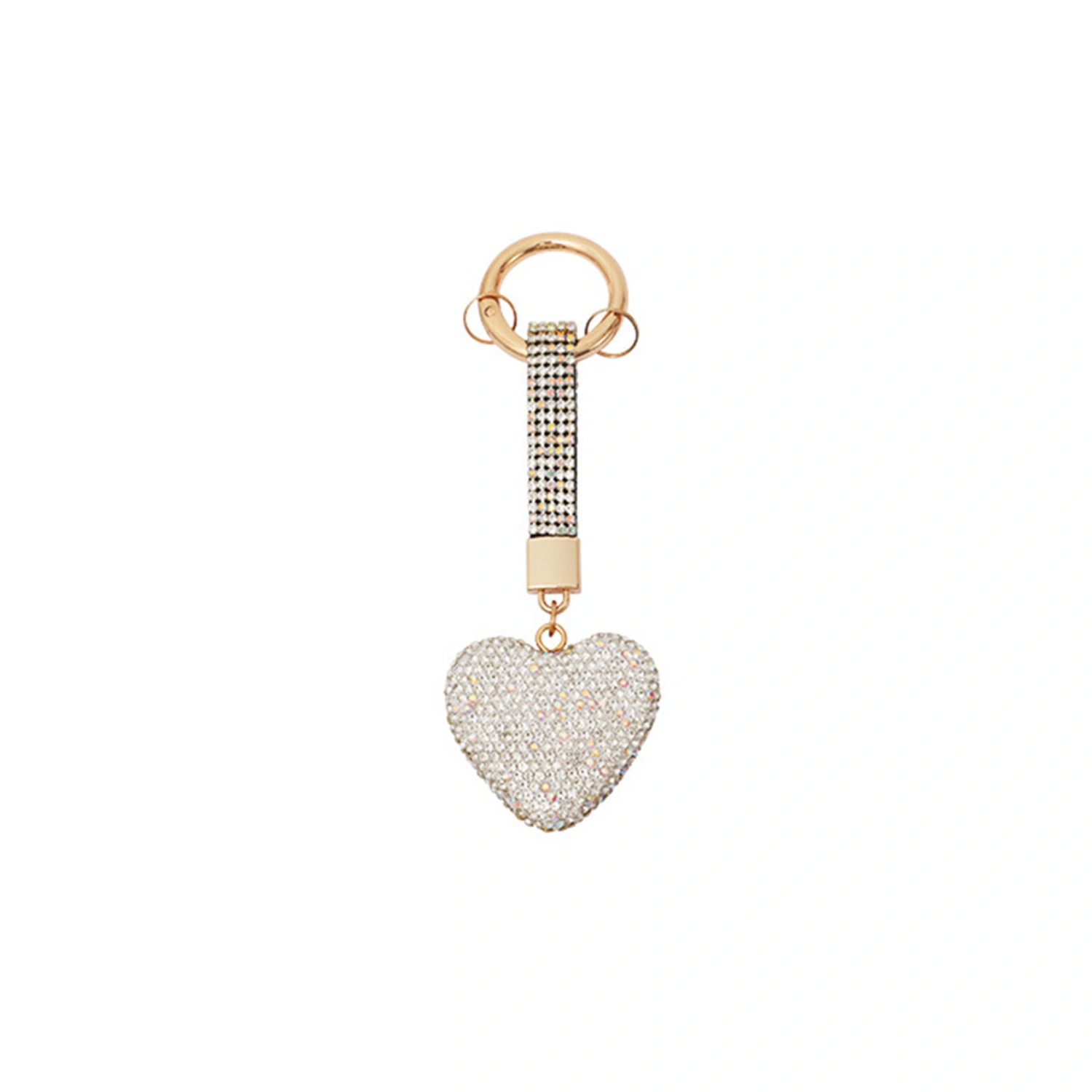 Heart Keychain Shiny Rhinestones Heart Design Keychain Charms