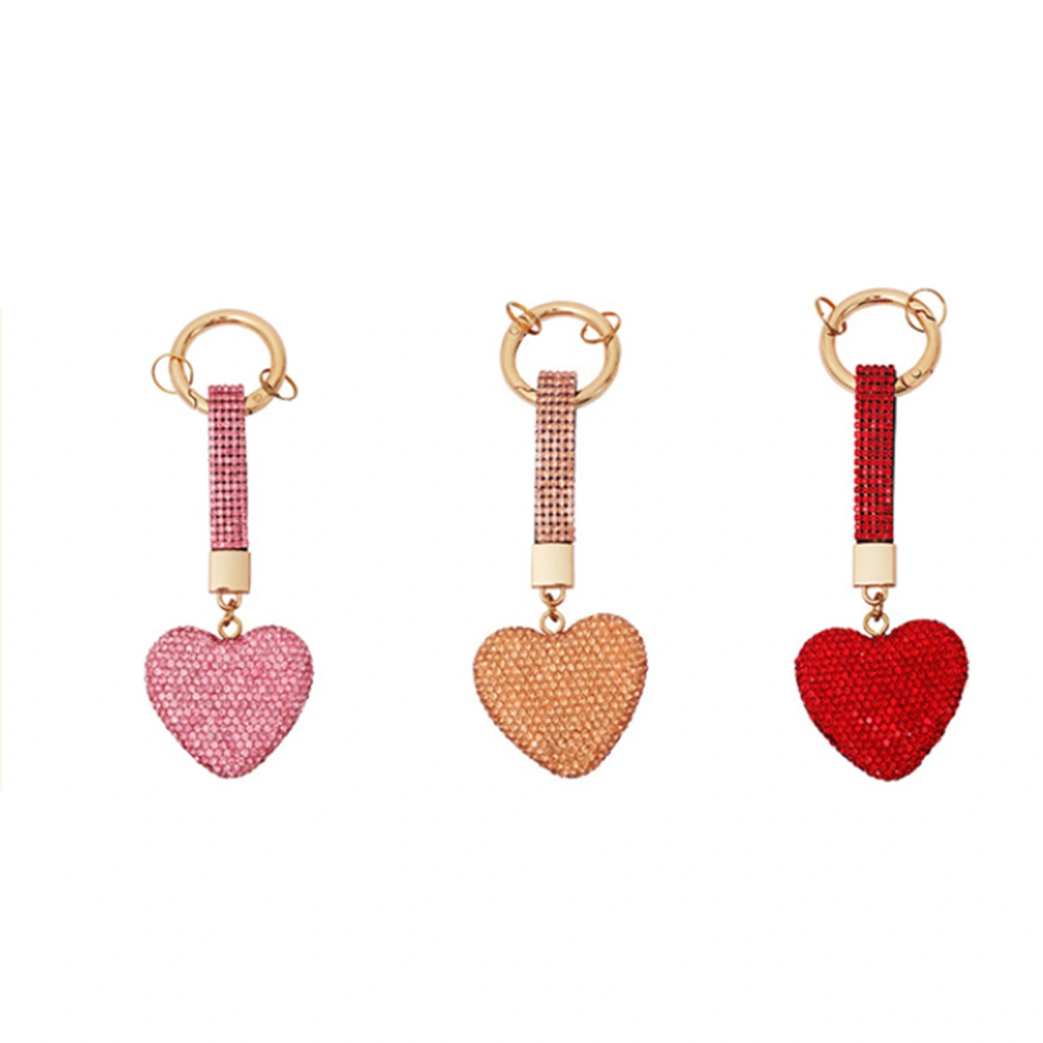 Heart Keychain Shiny Rhinestones Heart Design Keychain Charms