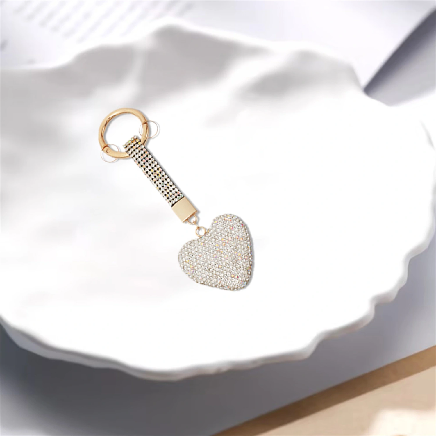Heart Keychain Shiny Rhinestones Heart Design Keychain Charms