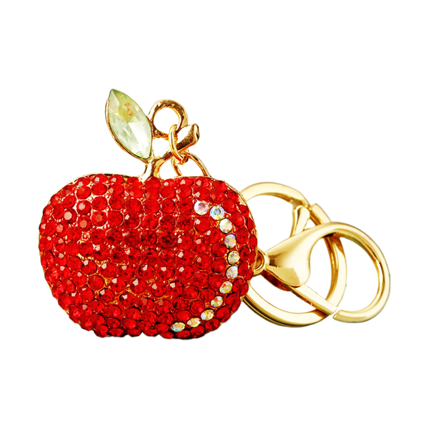 Fruit Keychain Shiny Rhinestones Design Red Apple Bag Charms