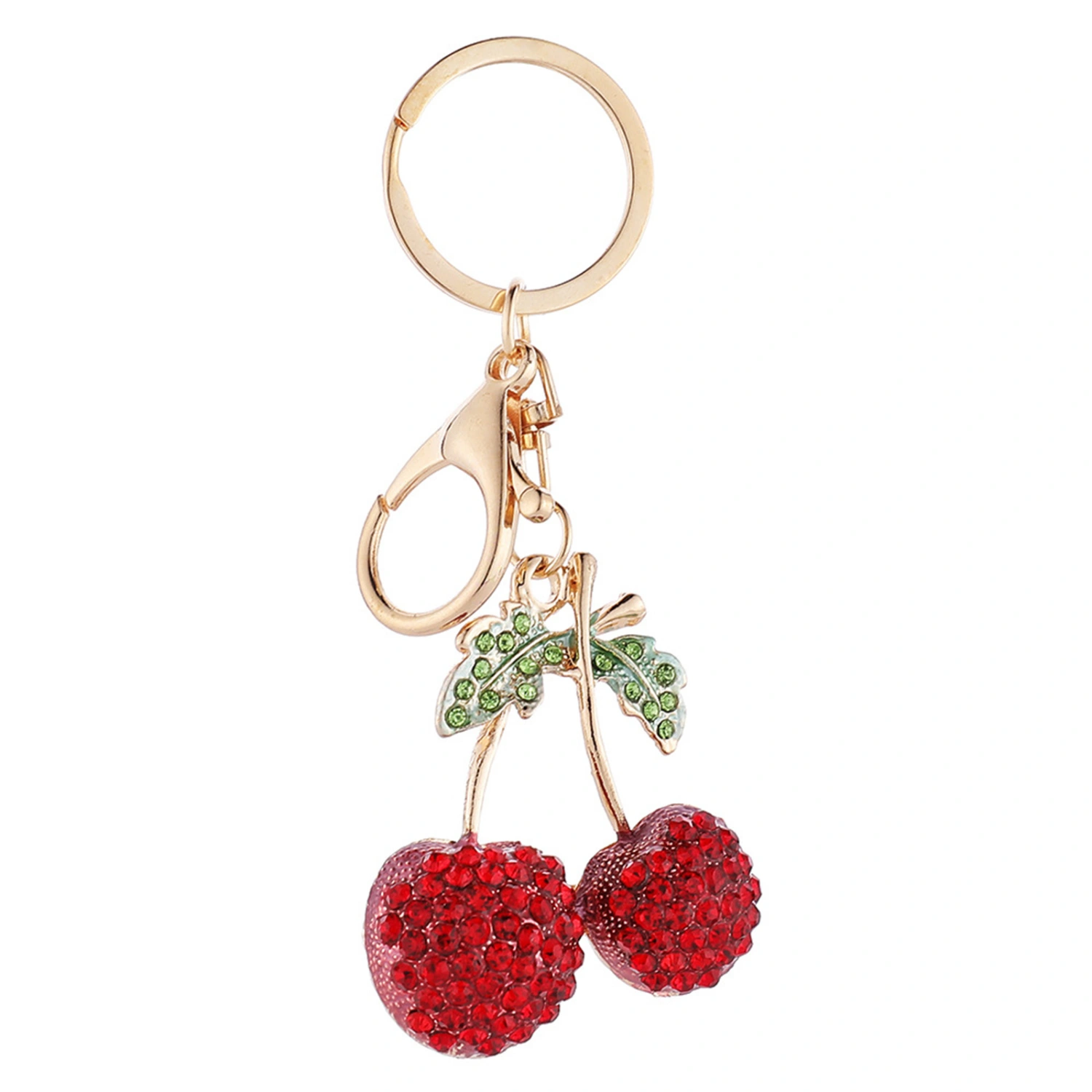 Cute Rhinestone Cherry Keychain Sweet Cherry Shaped Keyring Toys