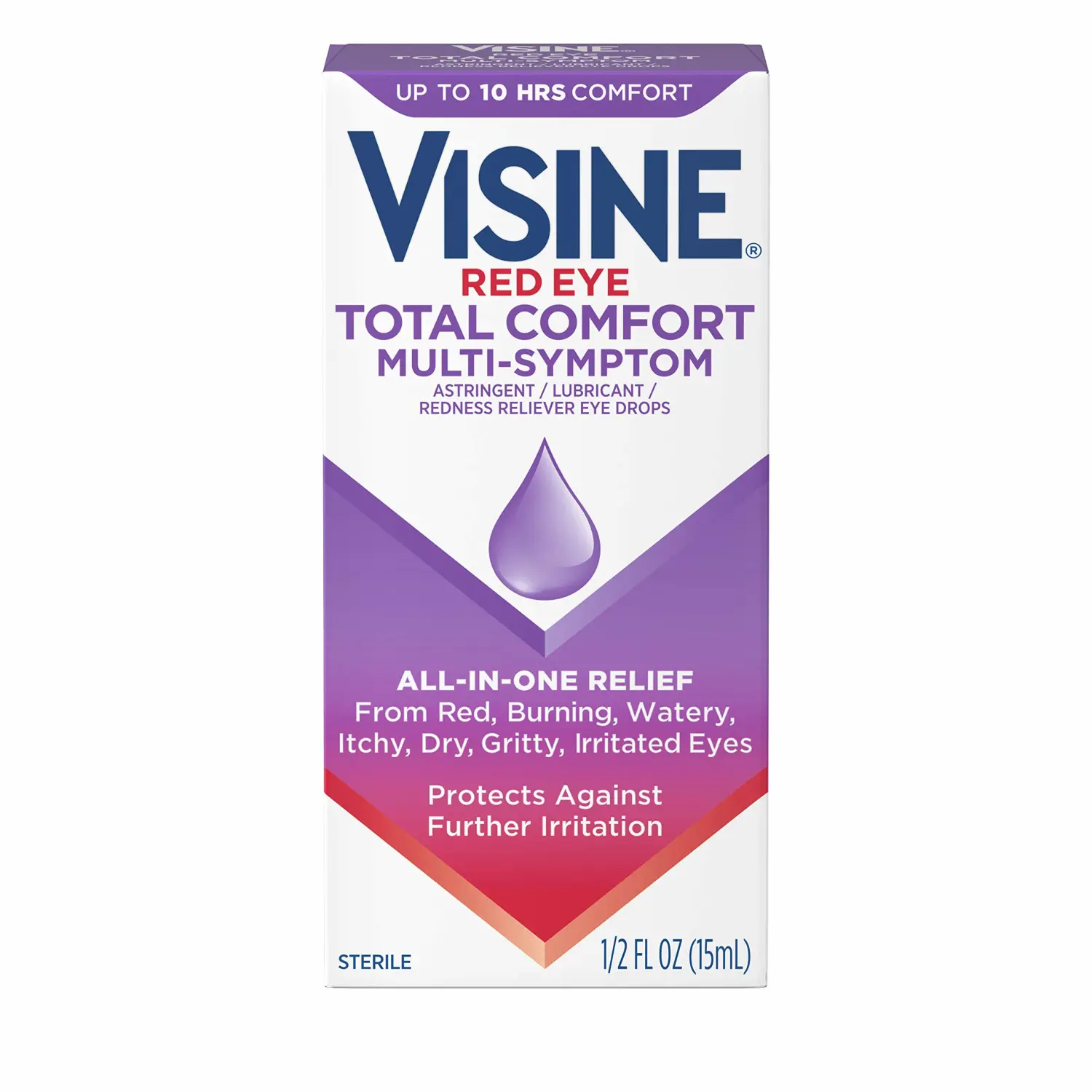 Visine Multi-Symptom Eye Drops - Astringent, Lubricant & Redness Reliever for Irritated, Dry, Red Eyes - 0.5 fl. oz