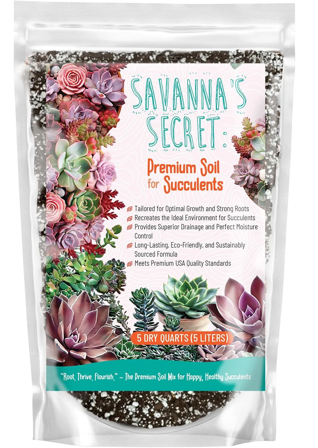 Premium Organic Succulent Potting Mix – Well-Draining Indoor Plant Soil – Safe, Eco-Friendly, UV-Treated – Perfect for Succulents, Aloe, and Cacti – Handcrafted in The USA (1 Quart)