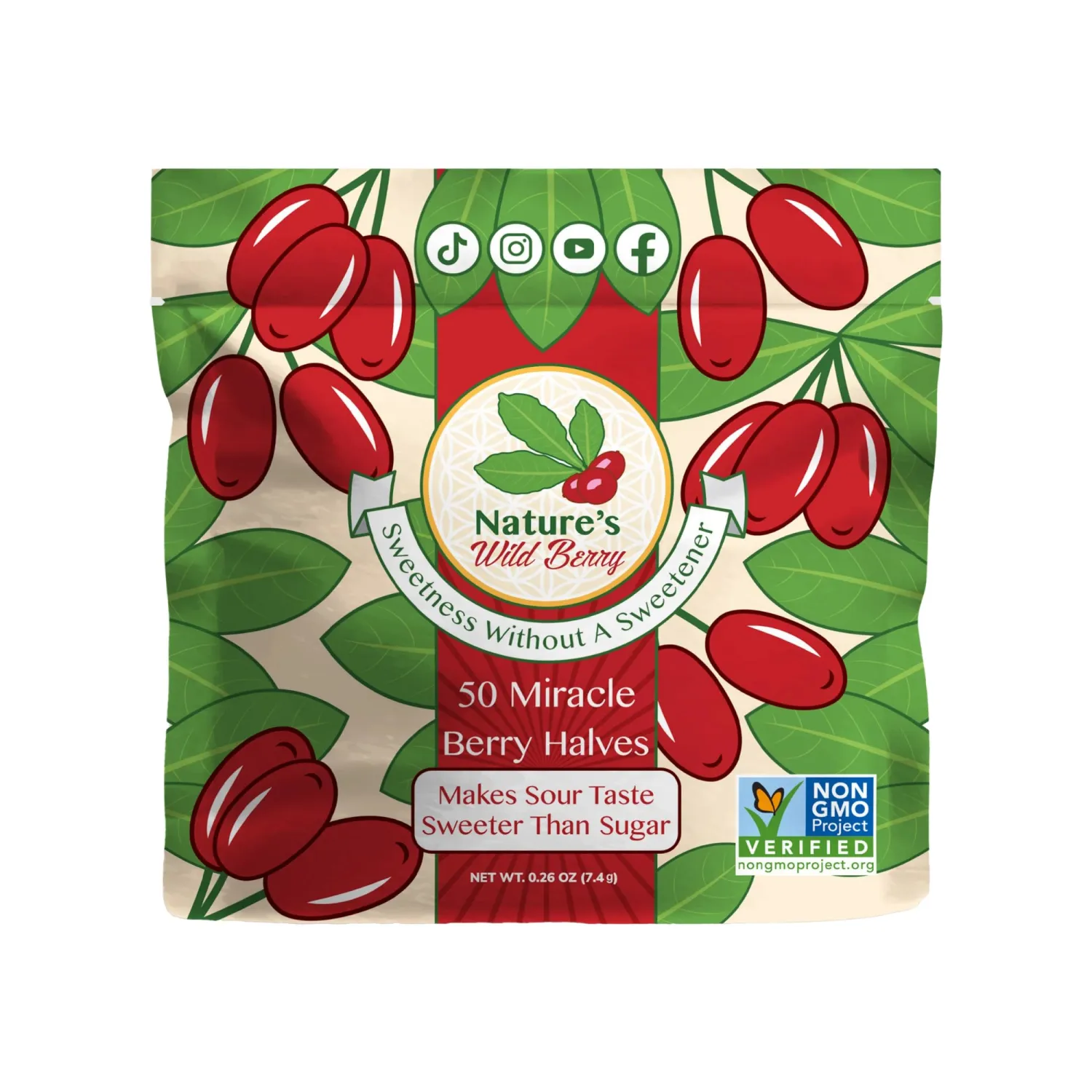 Nature's Wild Berry Miracle Berries – 50 Flavor-Changing Berry Halves | Resealable Refill Pack | Freeze-Dried in USA | Turn Sour to Sweet | As Seen on Shark Tank | Magic Fruit for Taste Transformation