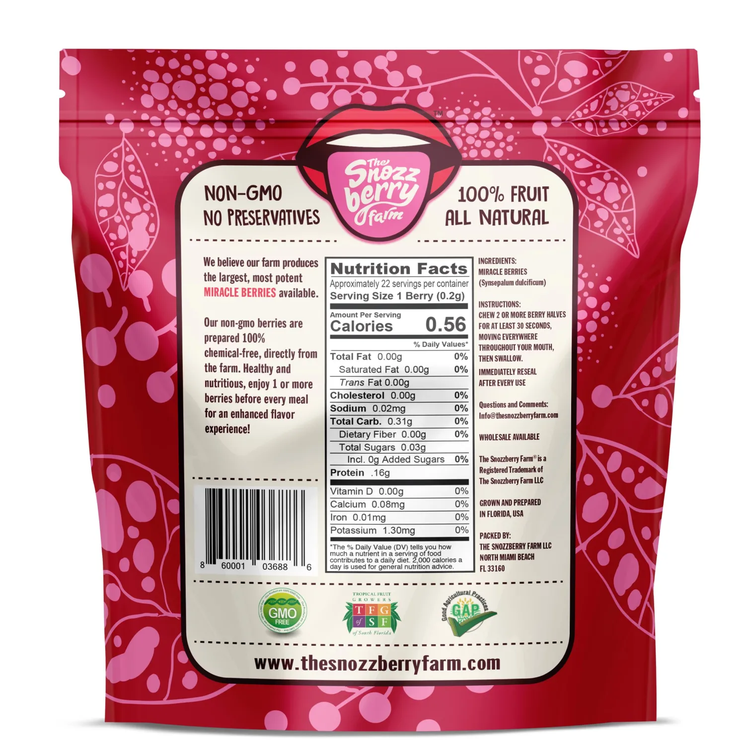 Miracle Berries by Snozzberry Farm | 44 berry halves | Freeze-dried, Grown in the USA | Turn Sour Sweet | Best Value In The Marketplace