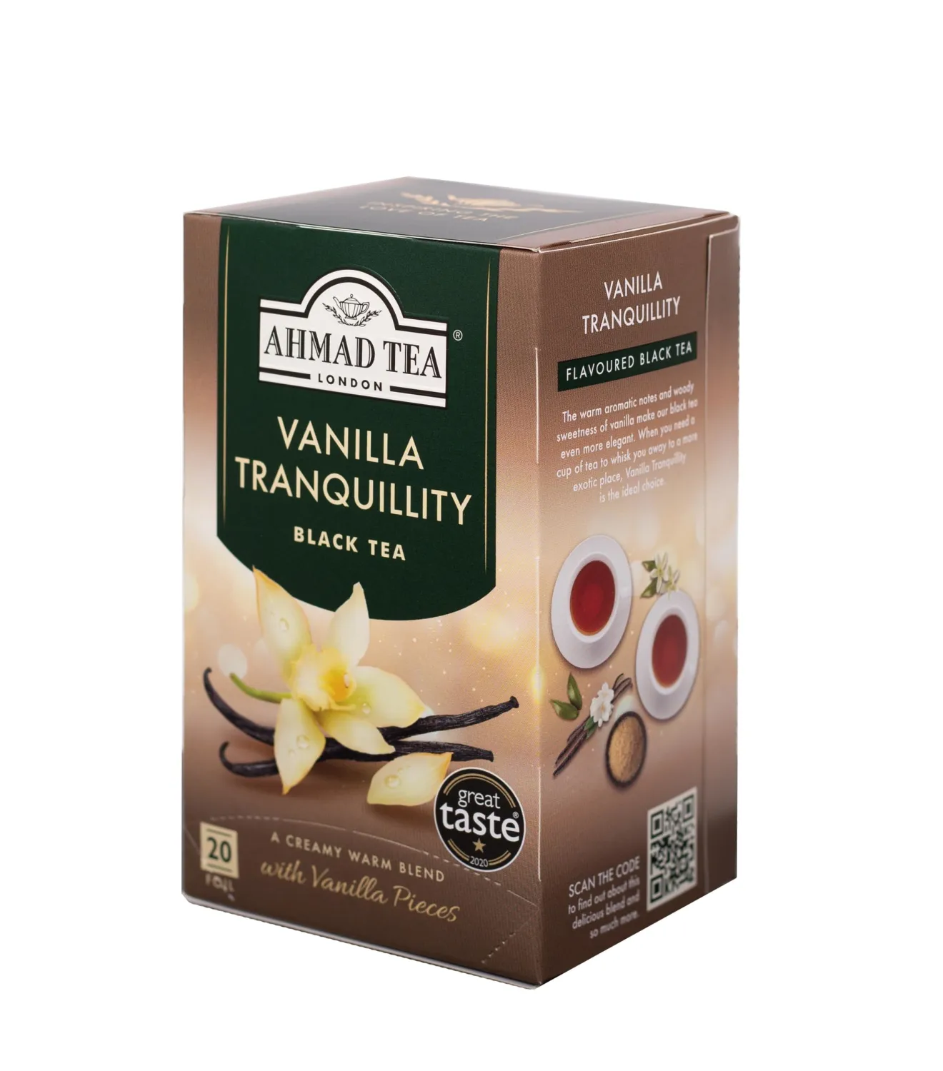 Ahmad Tea Black Tea, Vanilla Tranquility Teabags, 20 ct (Pack of 1) - Caffeinated & Sugar-Free