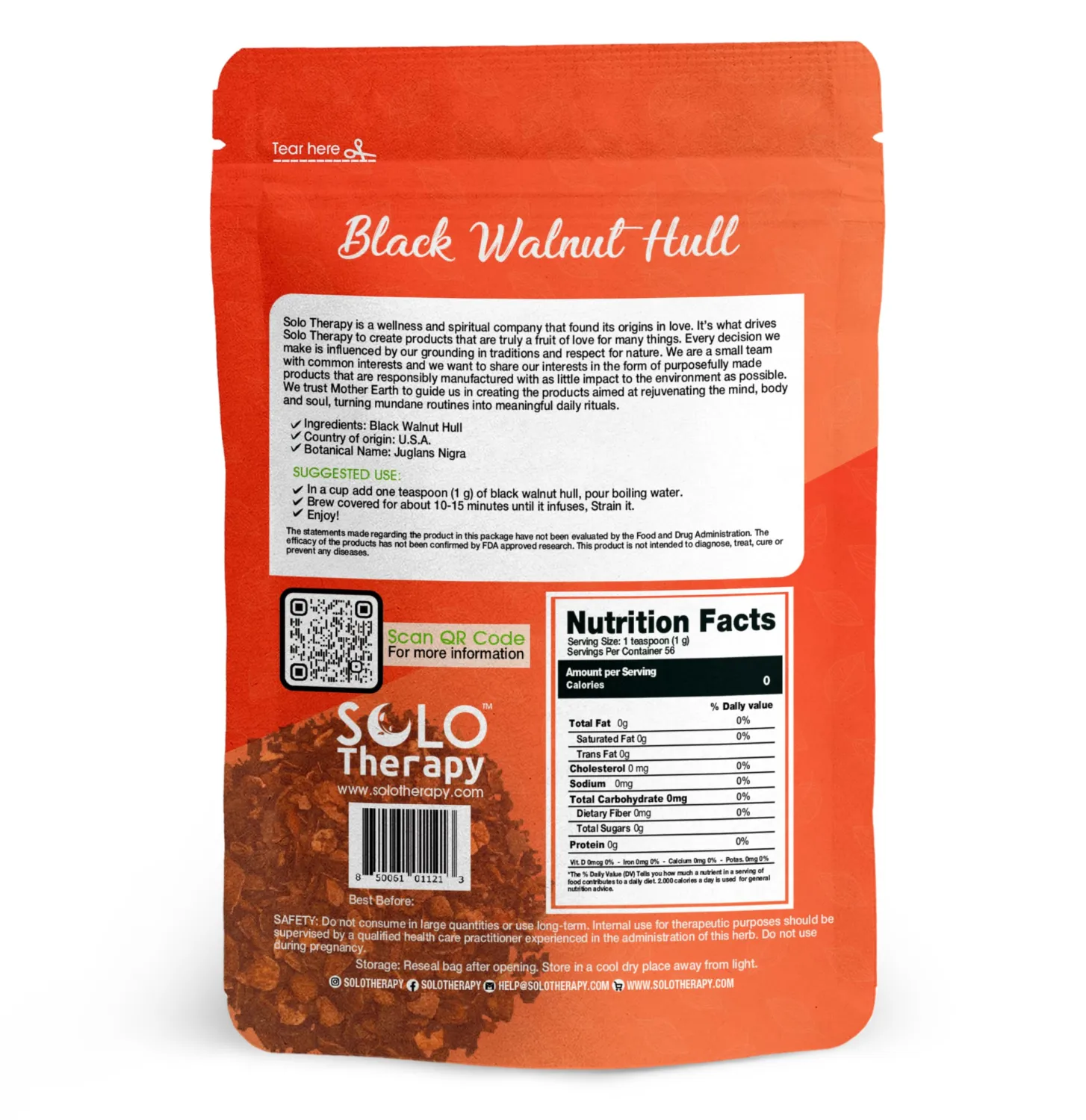 Black Walnut Hull Cut and Sifted - 56 grams - Black Walnut Hull Tea - Juglans nigra Herbal Tea - Resealable Bag - 56 grams - Premium Quality (Black Walnut Hull)