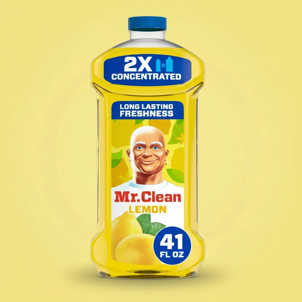 Mr. Clean All Purpose Cleaner, Floor Cleaner for Mopping Home, Bathroom, & Kitchen, Cleaning Liquid for Mop & Bucket, Cleaning Supplies, Multi-Surface Dilutable, Lemon, 41oz