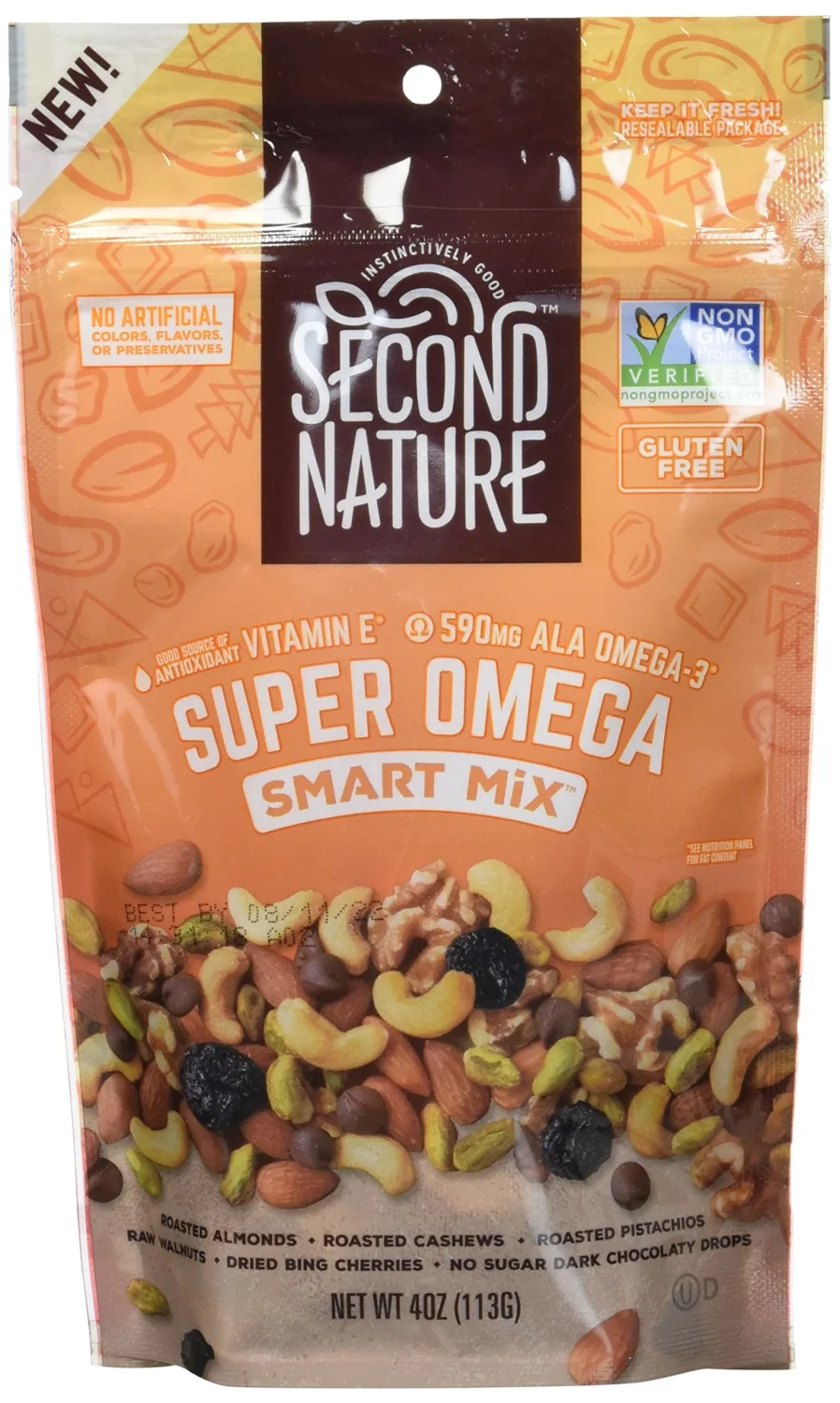 Second Nature Super Omega Smart Snack Mix - 4 oz Individual Snack Packs (Pack of 6) - Certified Gluten-Free Snack, Ideal for Travel Snacks