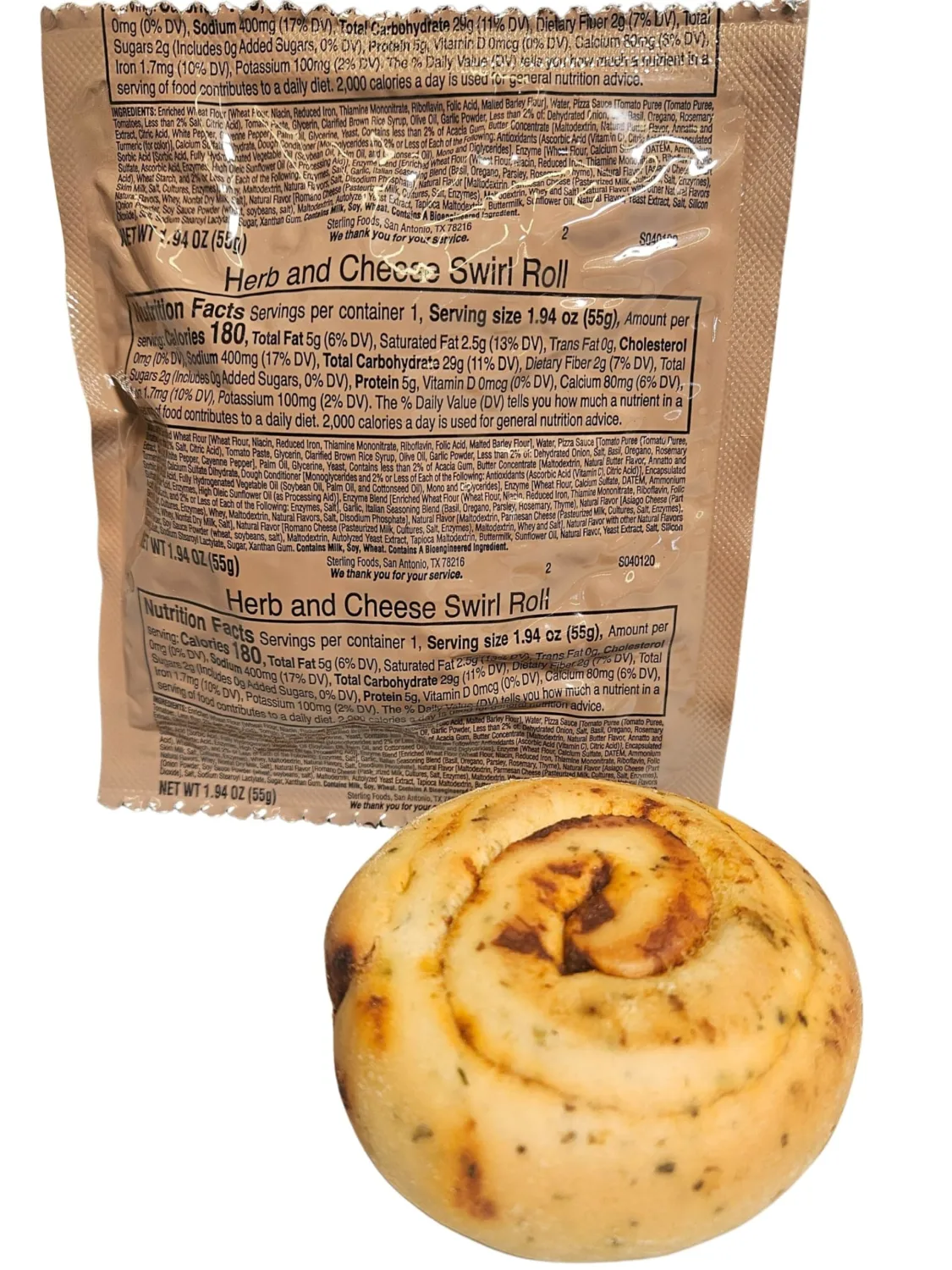 MRE (Meal Ready to Eat) BREADS - Authentic USGI US Military Ration Components - Many Bread Options to Choose from - Available in 3,6,12,24,48 and 100 Packs (3, Italian Herb and Cheese Roll)