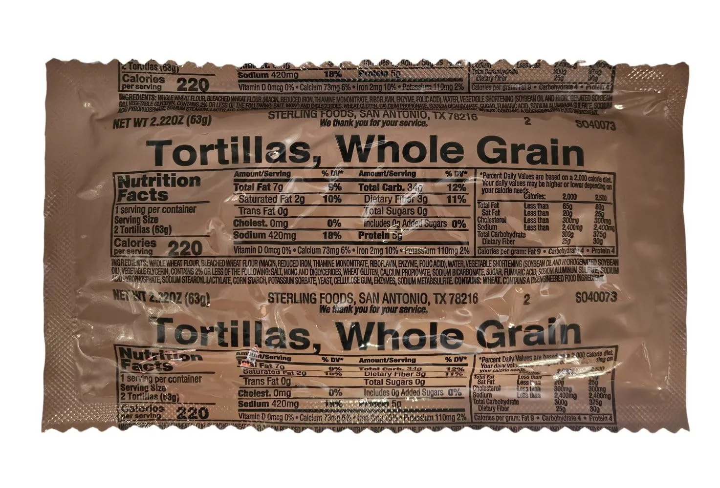MRE (Meal Ready to Eat) BREADS - Authentic USGI US Military Ration Components - Many Bread Options to Choose from - Available in 3,6,12,24,48 and 100 Packs (6, Tortillas, Whole Grain)