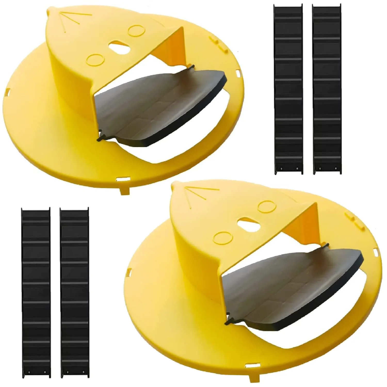 Pack 2 Bucket Lid Mouse Rat Trap, Mouse Catching Tool, Trap Door Style, Multi Catch, Auto Reset, Indoor Outdoor, 5 Gallon Bucket Compatible (Lemon)