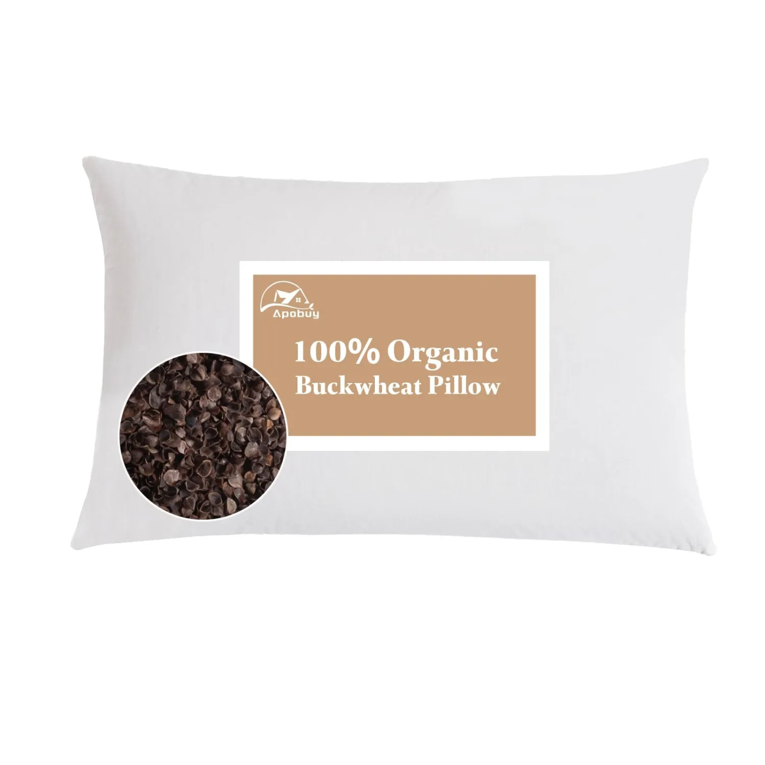 Buckwheat Pillow - Adjustable Buckwheat Pillow for Sleeping with Organic Cotton Cover for Adult Neck Pain Relief, Neck & Cervical Support for Side Back Stomach Sleeper 14"x20"