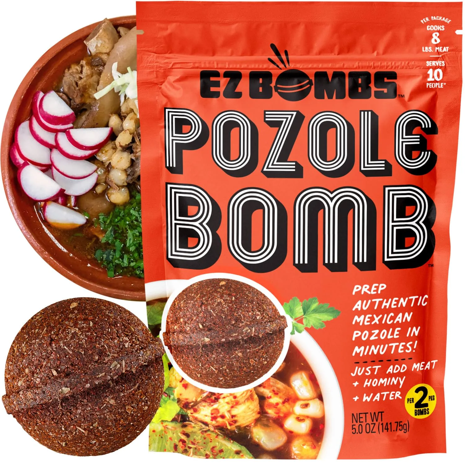 EZ Bombs Pozole Bomb Seasoning, Pack of 2 – Authentic Mexican Soup Mix for Traditional Pozole, Made with Real Chiles, Herbs & Spices for Quick and Flavorful Meals