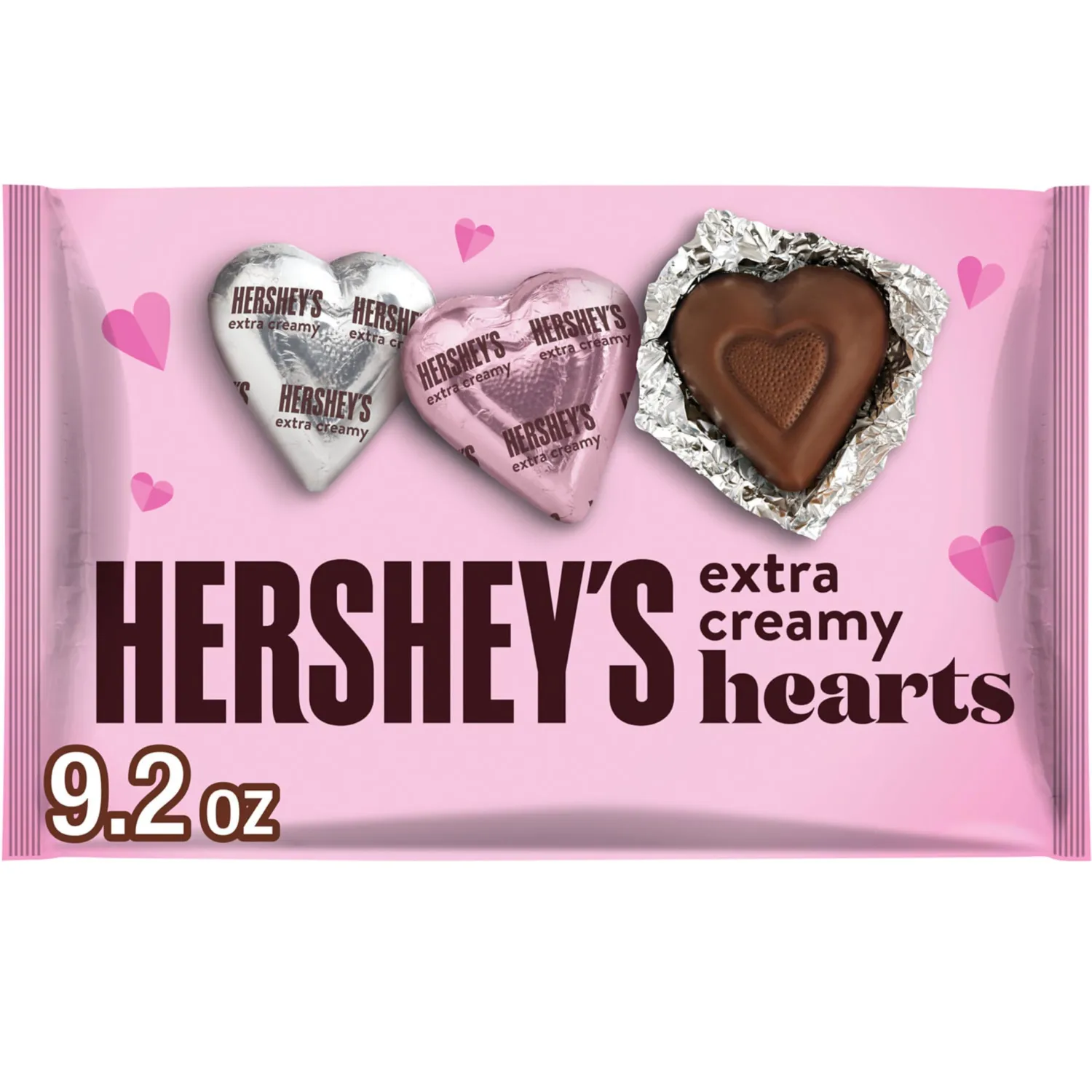 HERSHEY'S Milk Chocolate Hearts, Valentine's Day Candy Bag, 9.2 oz