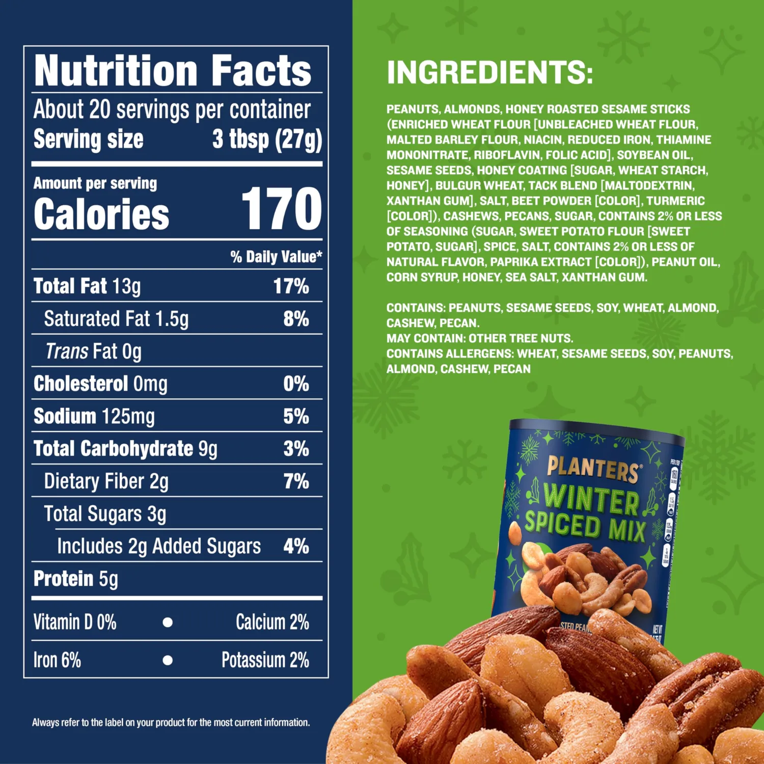 Planters Winter Spiced Mix Canister, 18.75 Ounce