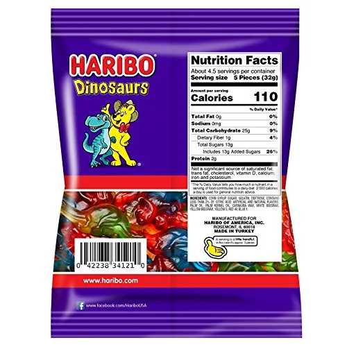 HARIBO Gummi Candy, Dinosaurs, 5 oz. Bag