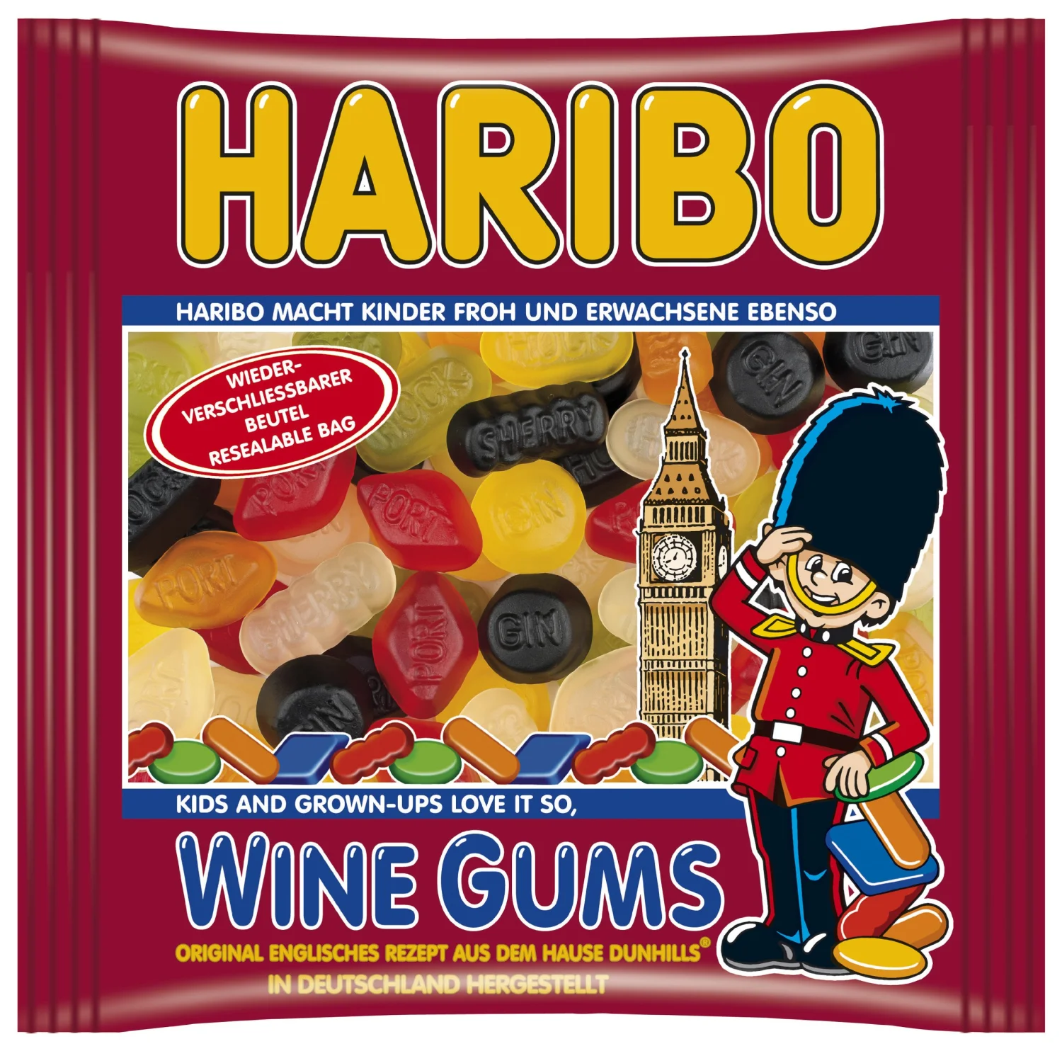 Haribo Wine Gums in Resealable Bag, 500 gram - 17.6 ounces