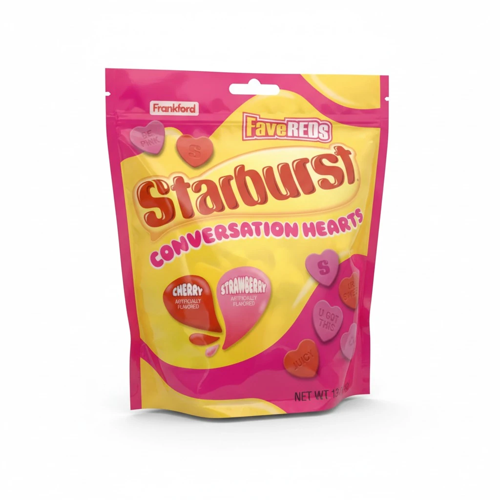 Frankford Starburst Conversation Hearts, Fruit Flavored Heart-Shaped Candies, Valentine’s Candy Bowl Fillers, 13 Ounces