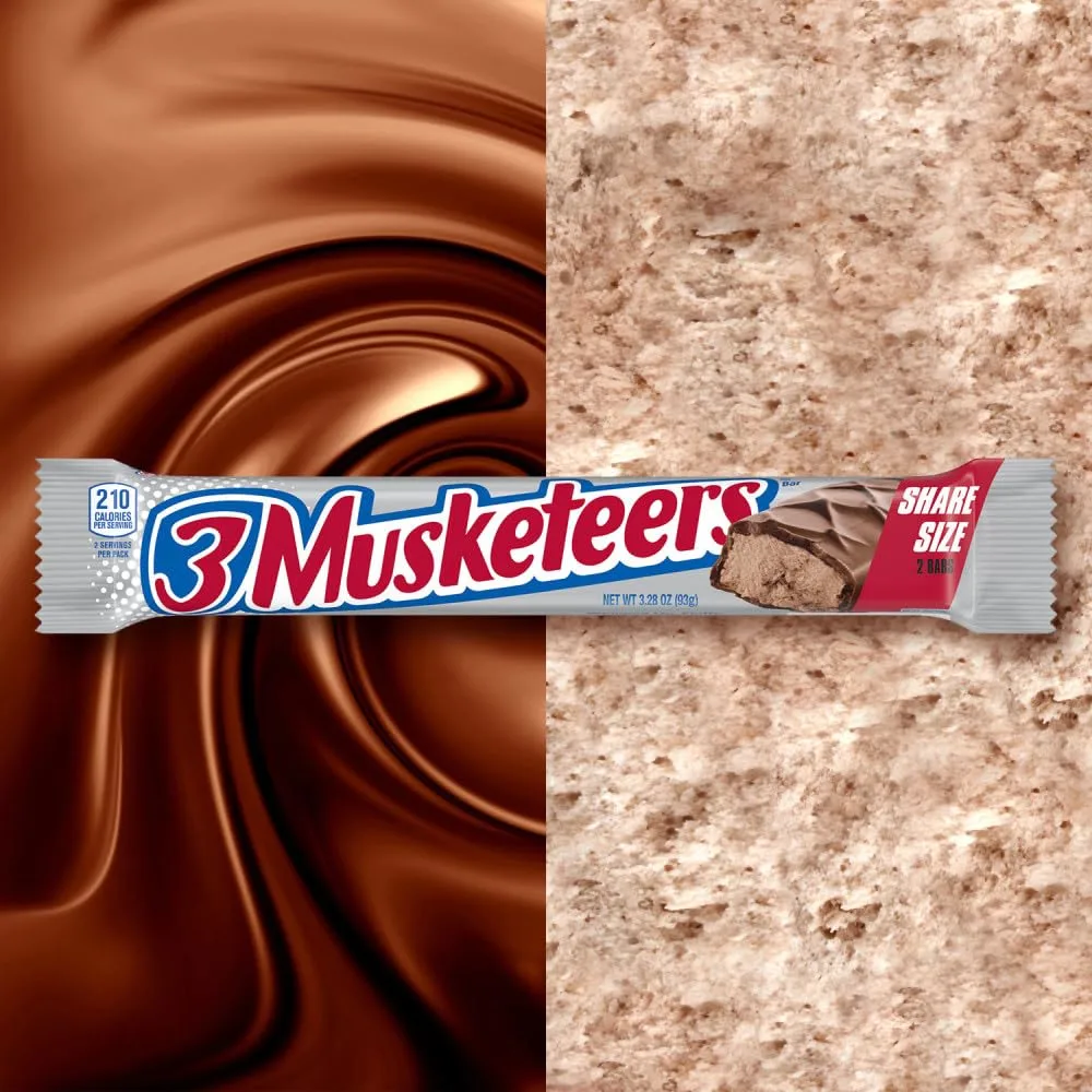 3 MUSKETEERS Milk Chocolate Candy Bars - Full Size Chocolate Bars, 3.28 oz Candy Bar (Pack of 24) Bulk Box