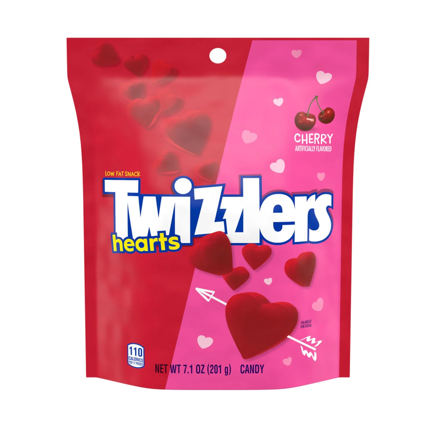 TWIZZLERS Cherry Flavored Hearts, Valentine's Candy Bag, 7.1 oz