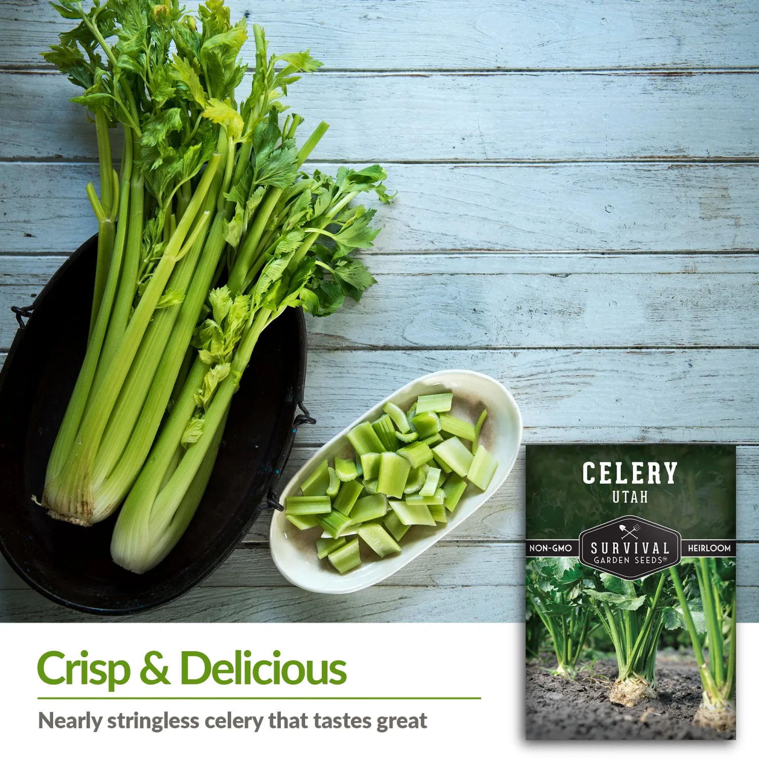 Utah Celery Seed for Planting - Packet with Instructions to Plant & Grow Delicious Celery Plants in Your Home Vegetable Garden - Tender Crisp Non-GMO Heirloom Variety - Survival Garden Seeds