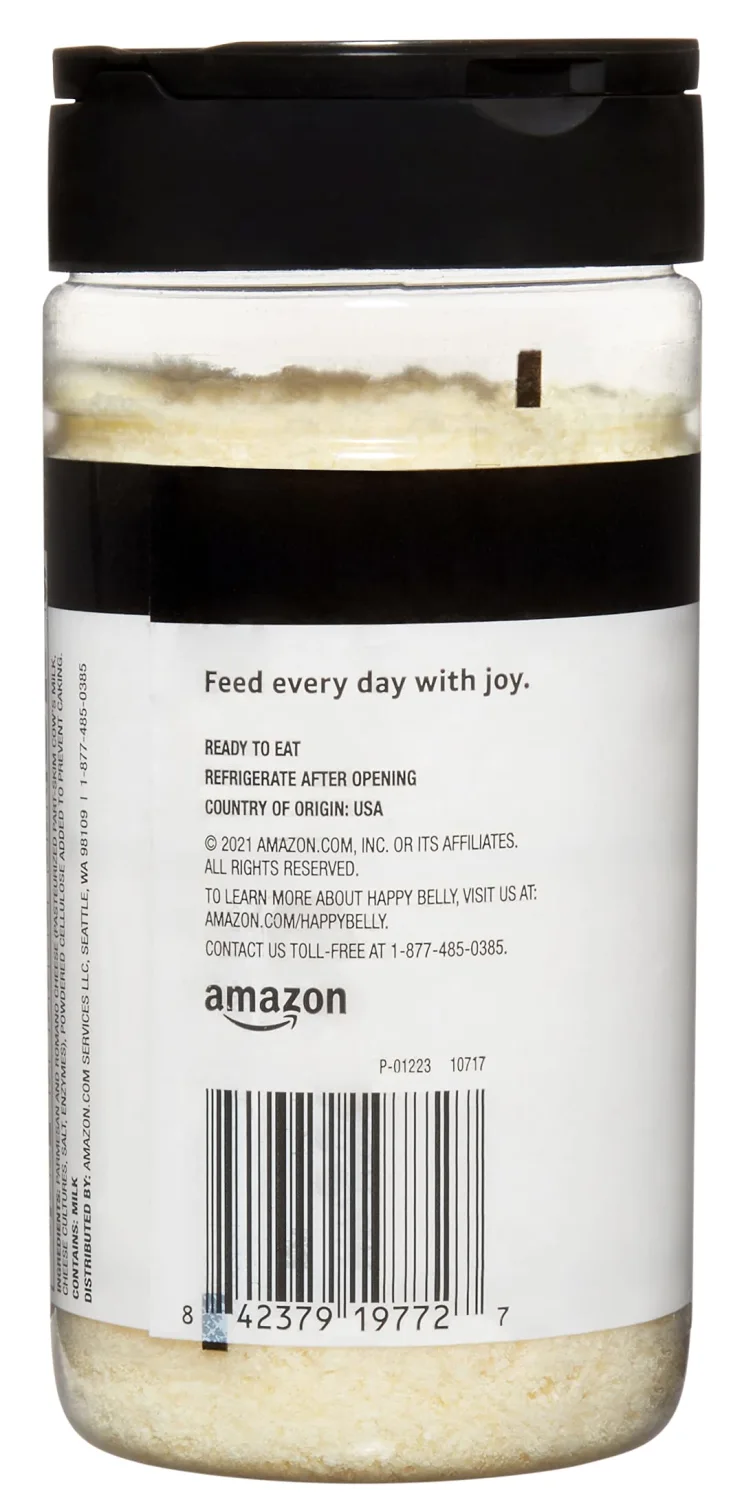 Amazon Brand, Happy Belly Grated Parmesan and Romano Cheese Shaker, 8 Oz (Pack of 2)