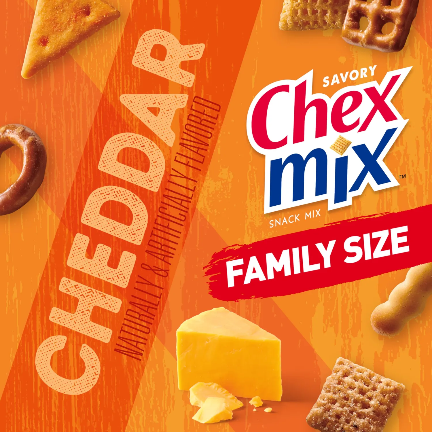 Chex Mix Cheddar Savory Snack Mix, Family Size, 13.5 oz