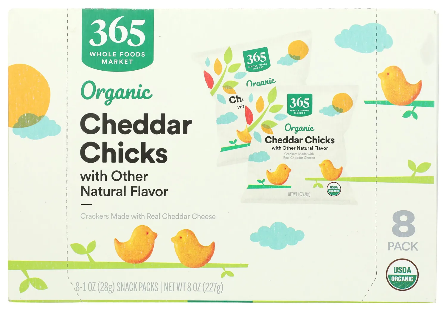 365 By Whole Foods Market, Organic Cheddar Chicks Cheese Crackers, 8 Pack