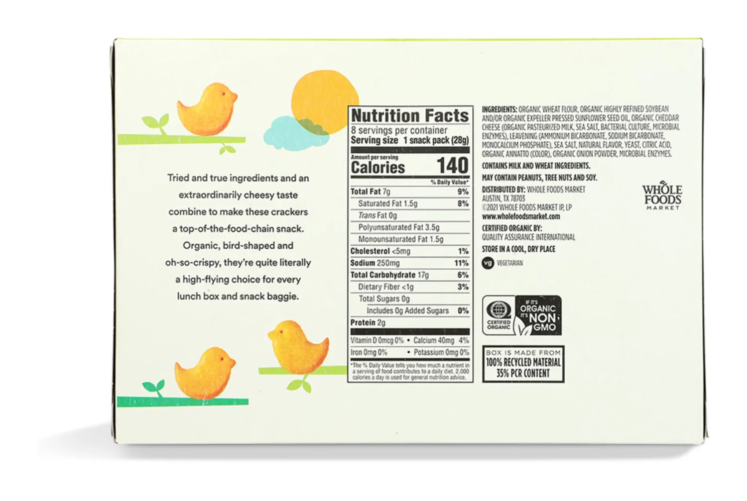 365 By Whole Foods Market, Organic Cheddar Chicks Cheese Crackers, 8 Pack
