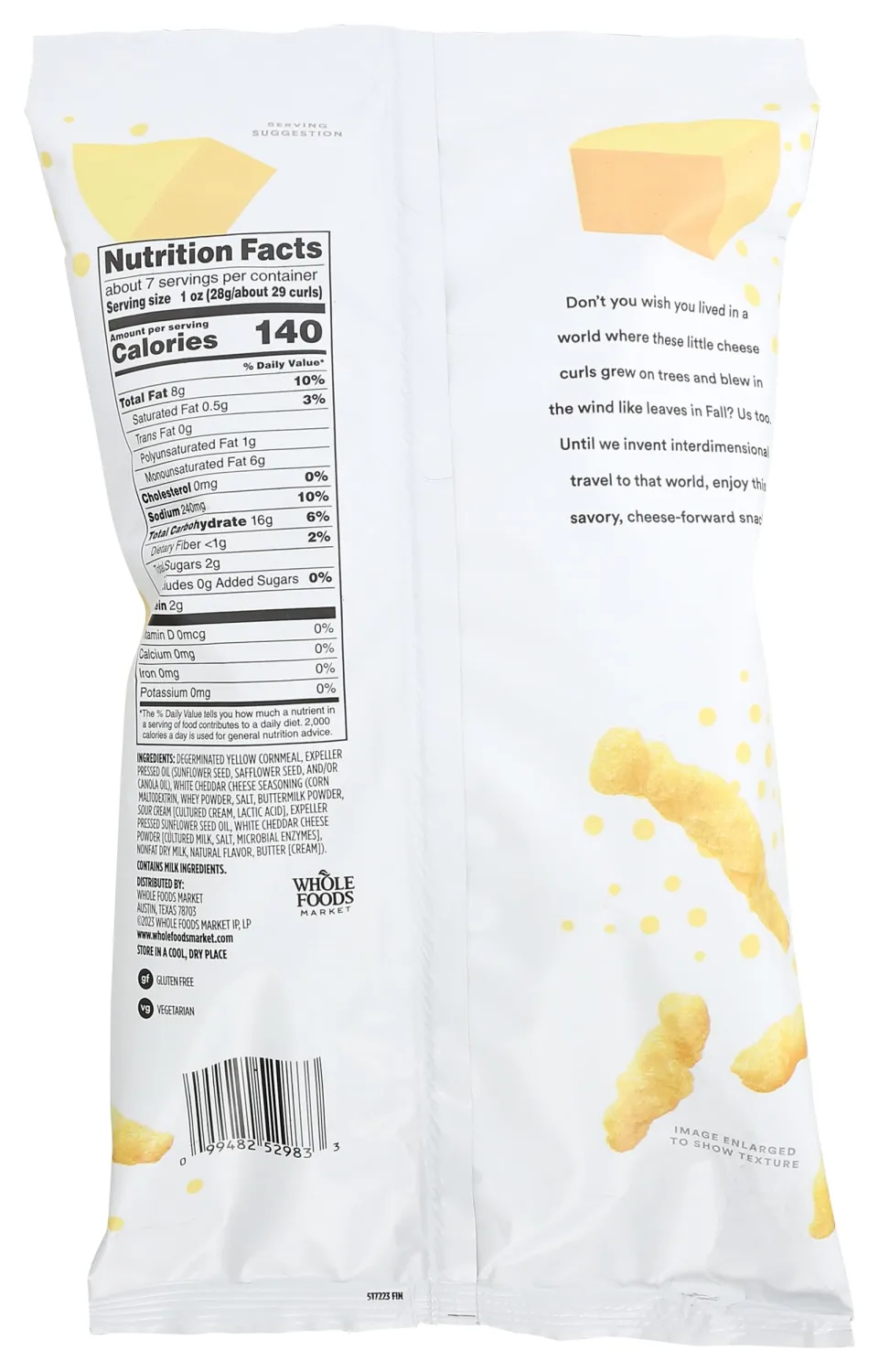 365 by Whole Foods Market White Cheddar Cheese Curls, 7 OZ