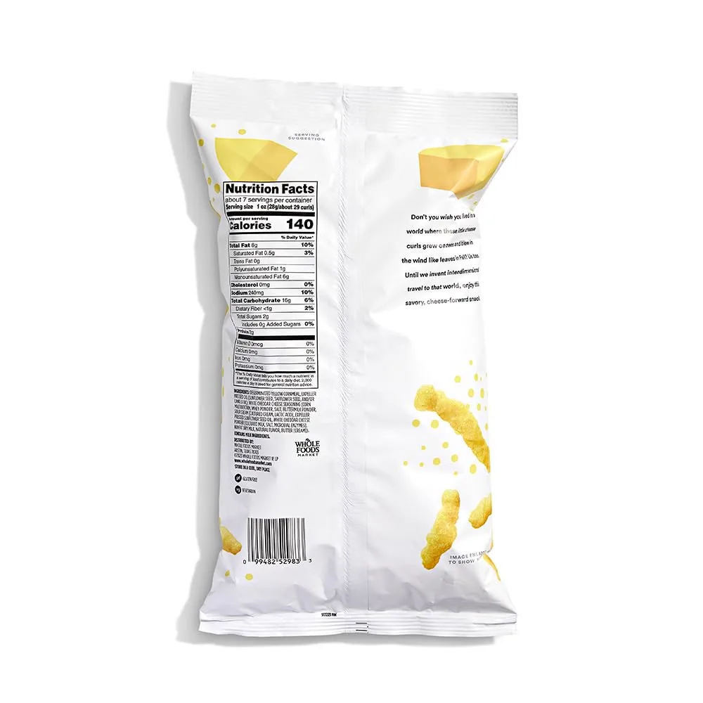 365 by Whole Foods Market White Cheddar Cheese Curls, 7 OZ (Pack of 2)