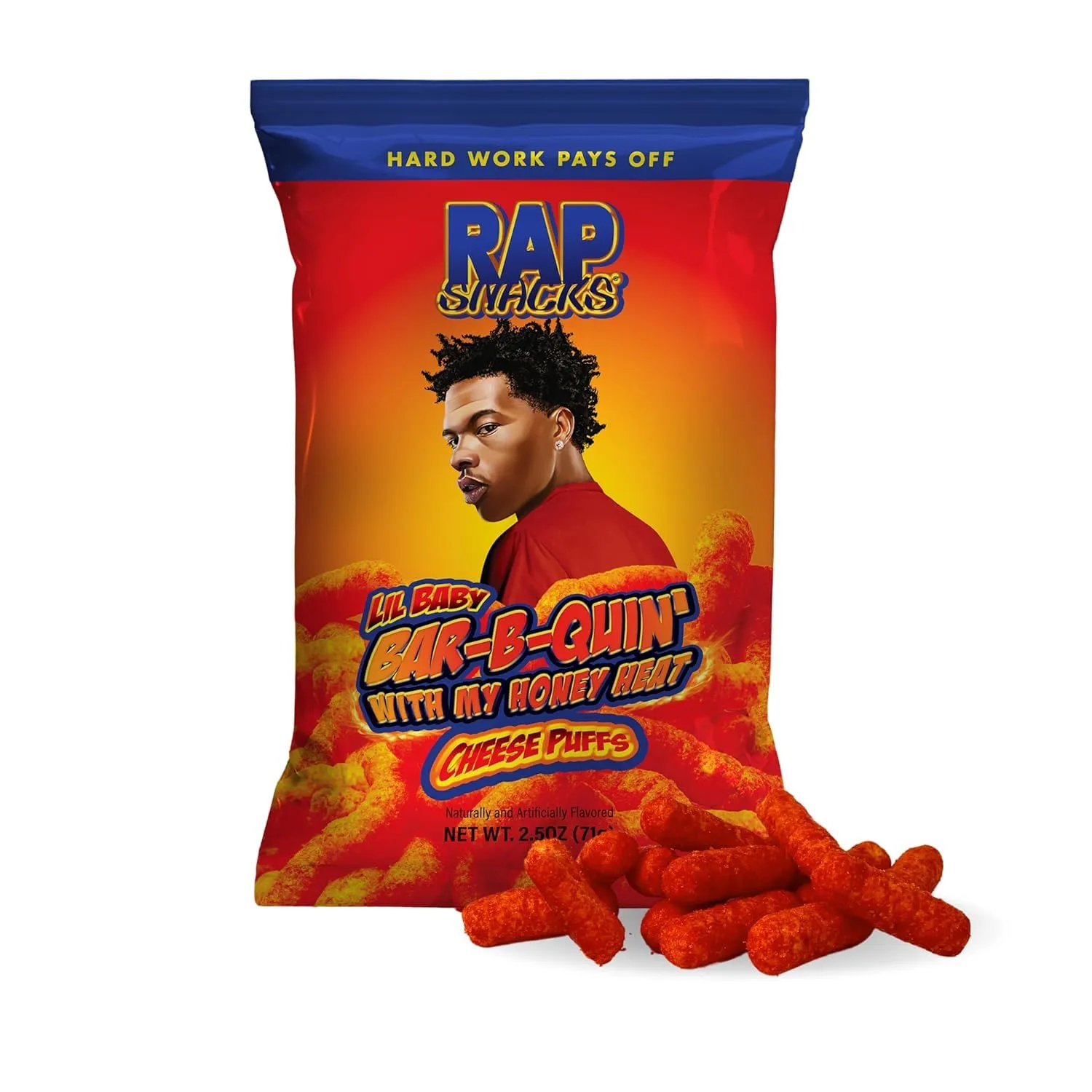 Rap Snacks Lil Baby Bar-B-Quin' With My Honey Heat Cheese Puffs 2.5 Oz Bags-Pack of 12