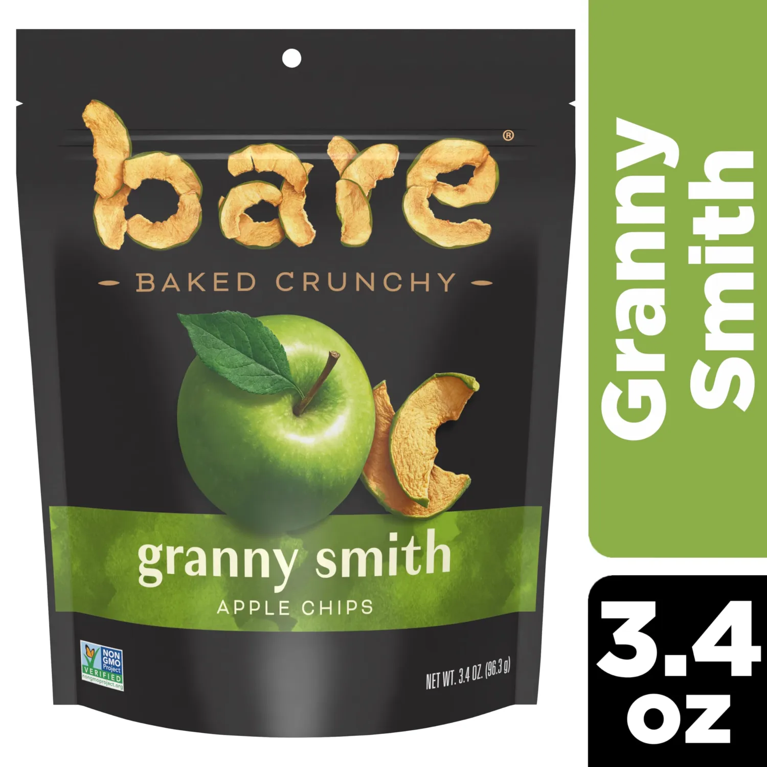 Bare Baked Crunchy Apple Chips, Granny Smith Apple, Gluten Free, 3.4 oz Bag
