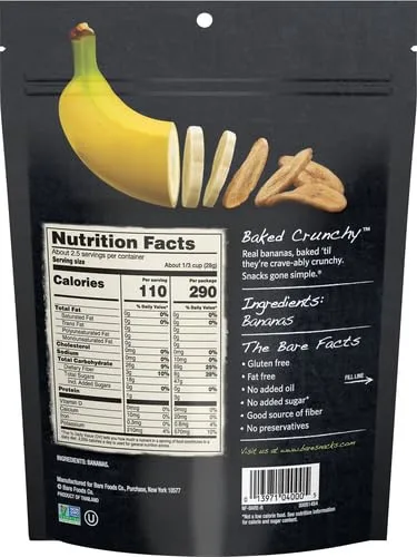 Bare Baked Crunchy Banana Chips, 2.7 Oz (Pack of 3)