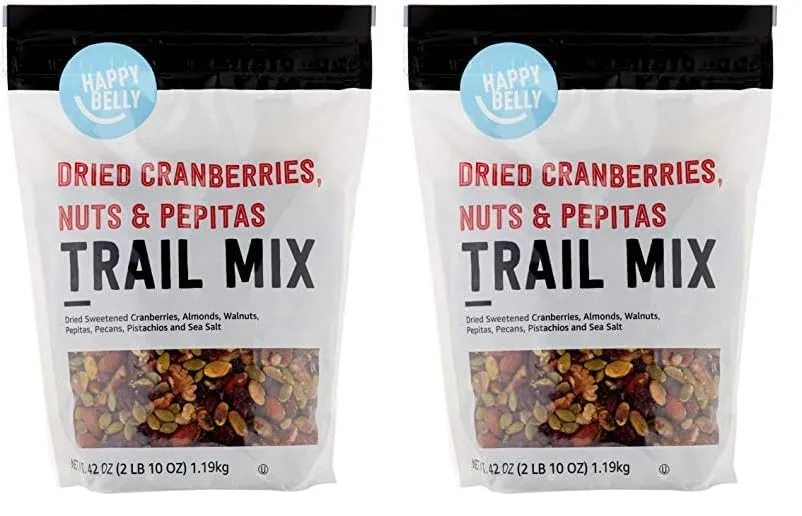 Amazon Brand - Happy Belly Dried Cranberries, Nuts & Pepitas Trail Mix, 2.62 pound (Pack of 2)