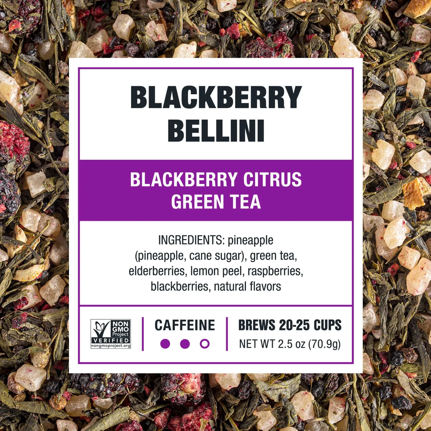 Tiesta Tea - Blackberry Bellini | Loose Leaf | Blackberry Citrus Green Tea | Premium Medium Caffeine Blend | Makes Hot or Iced & Brews Up to 25 Cups | 2.5oz Resealable Pouch