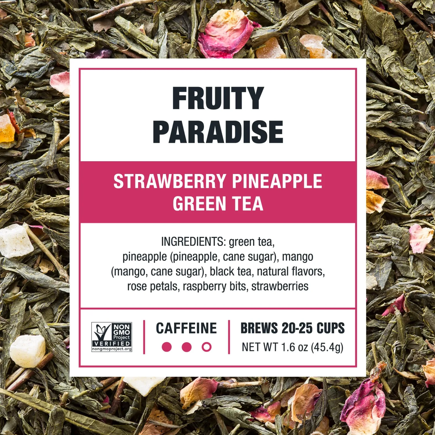 Tiesta Tea - Fruity Paradise, Strawberry Pineapple Green Tea, Premium Loose Leaf Tea Blend, Medium Caffeinated Green Tea, Make Hot or Iced Tea & Brews Up to 25 Cups - 1.6 Ounce Resealable Pouch