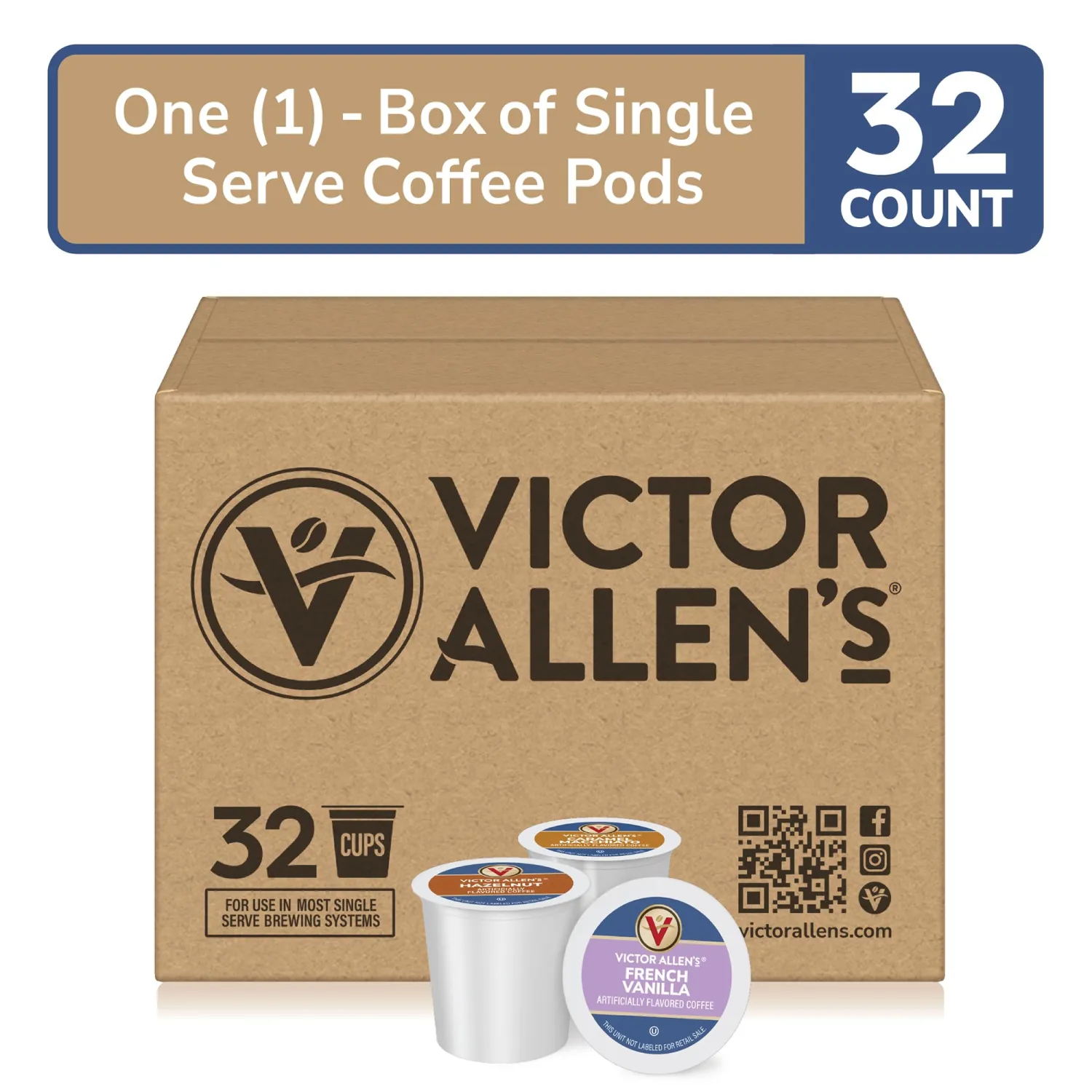 Victor Allen's Coffee Variety Pack (French Vanilla Flavored, Caramel Macchiato, Hazelnut), 32 Count, Single Serve Coffee Pods for Keurig K-Cup Brewers